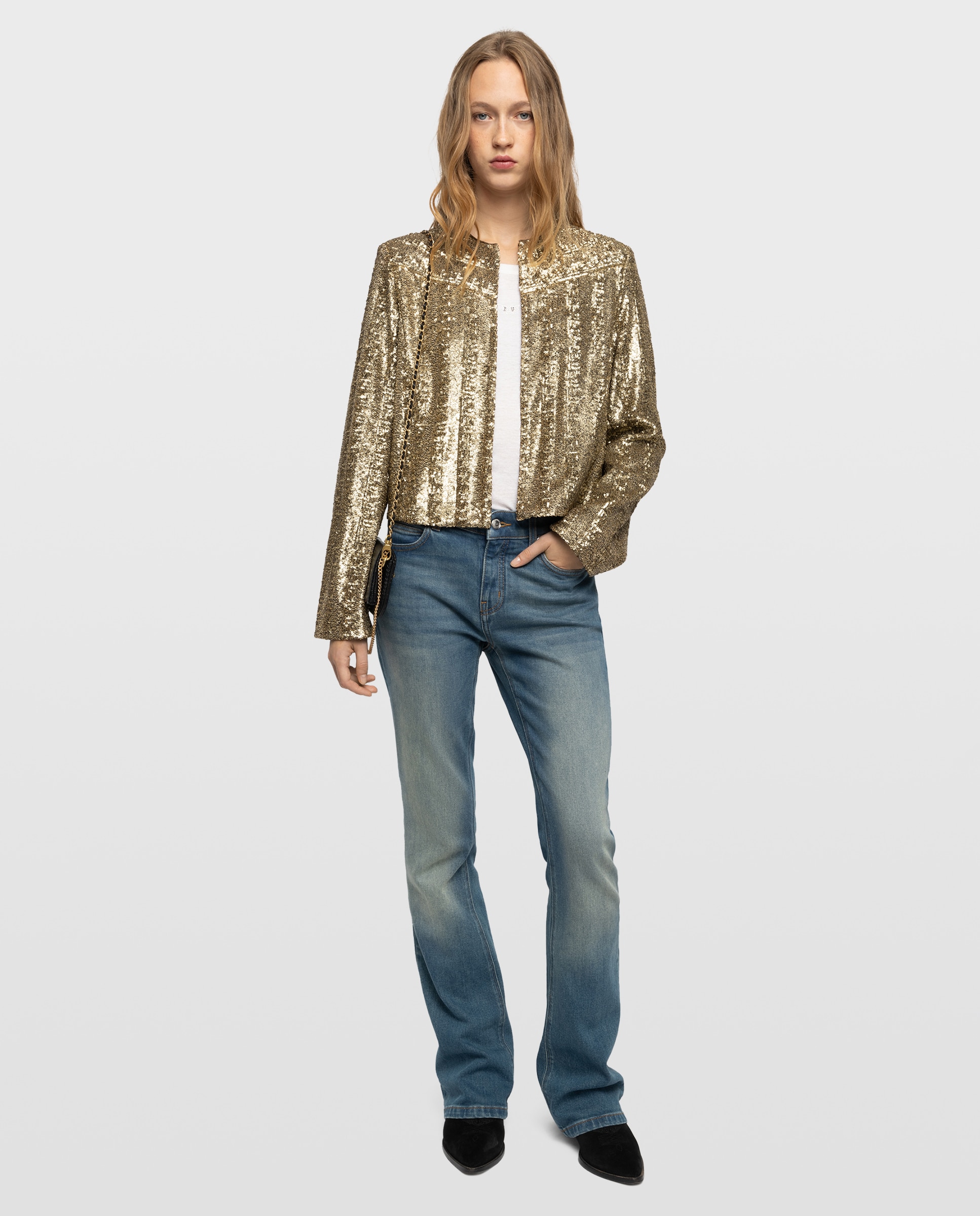 Chaqueta de mujer corta de manga larga con lentejuelas - Zadig & Voltaire - Oro Oro-3