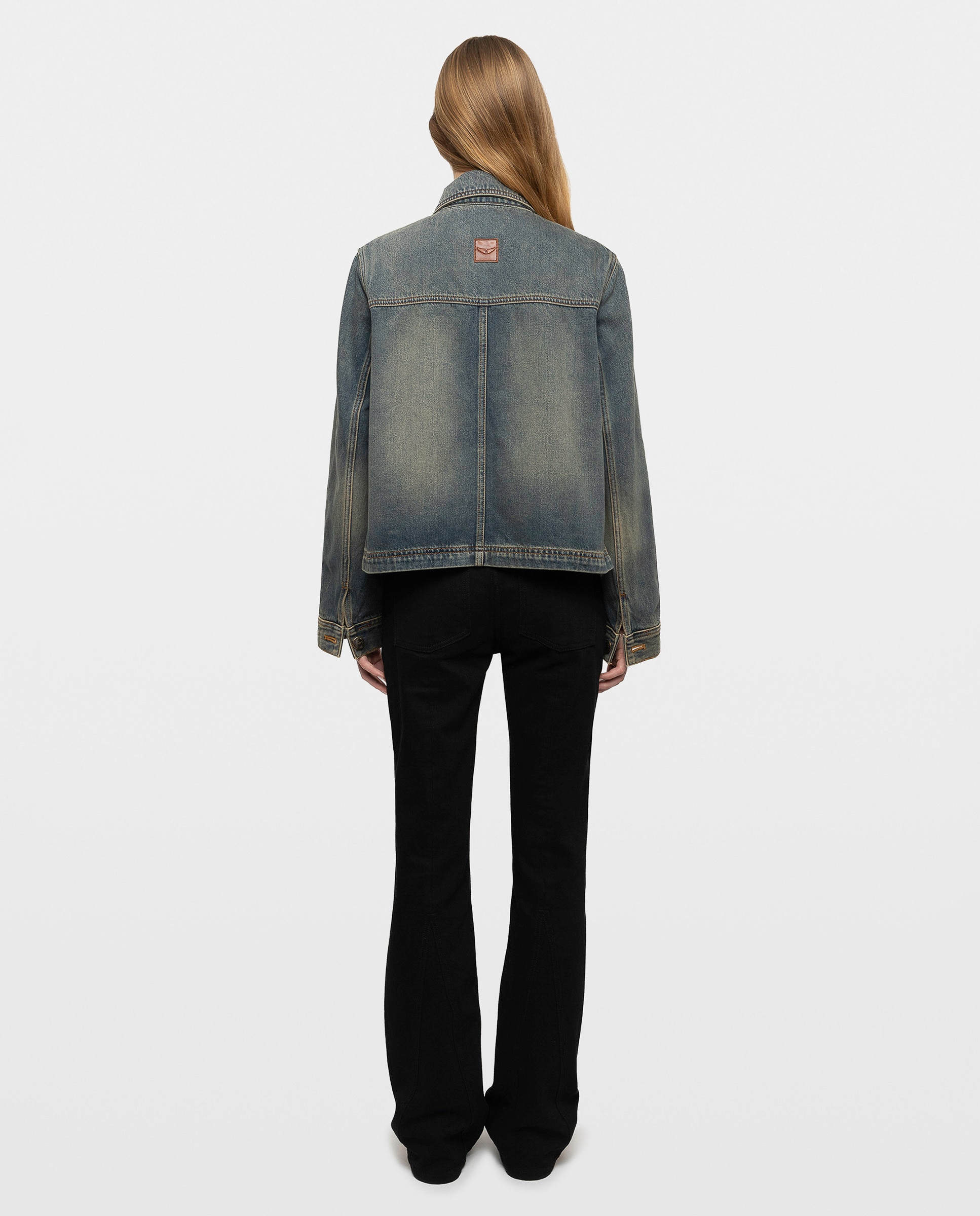 Cazadora de mujer crop de denim abotonada - Zadig & Voltaire - Azul marino Azul marino-2