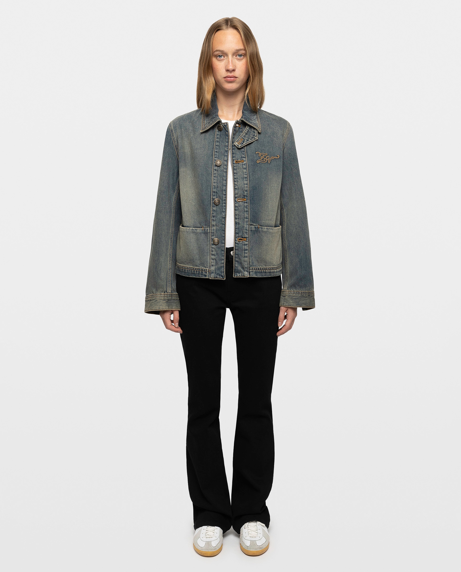 Cazadora de mujer crop de denim abotonada - Zadig & Voltaire - Azul marino Azul marino-3