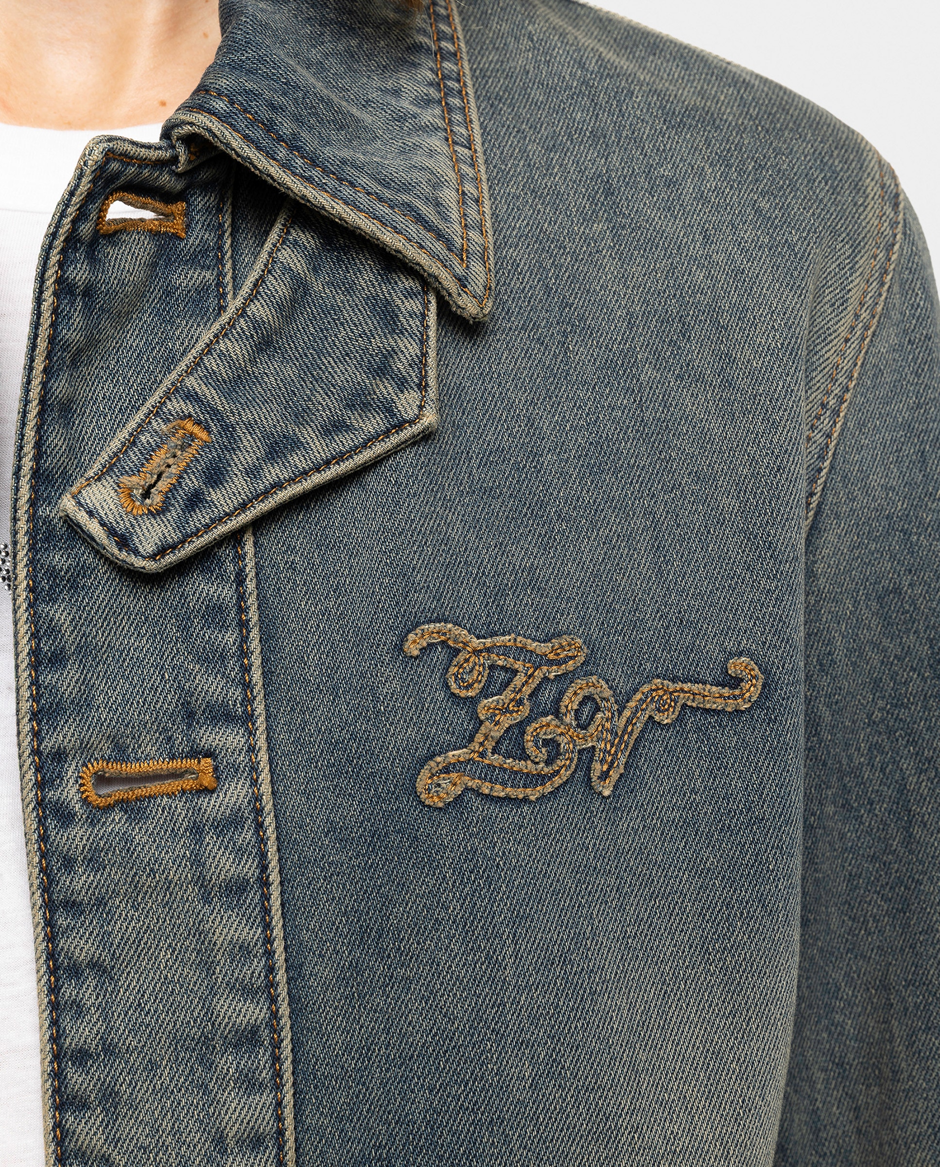Cazadora de mujer crop de denim abotonada - Zadig & Voltaire - Azul marino Azul marino-5