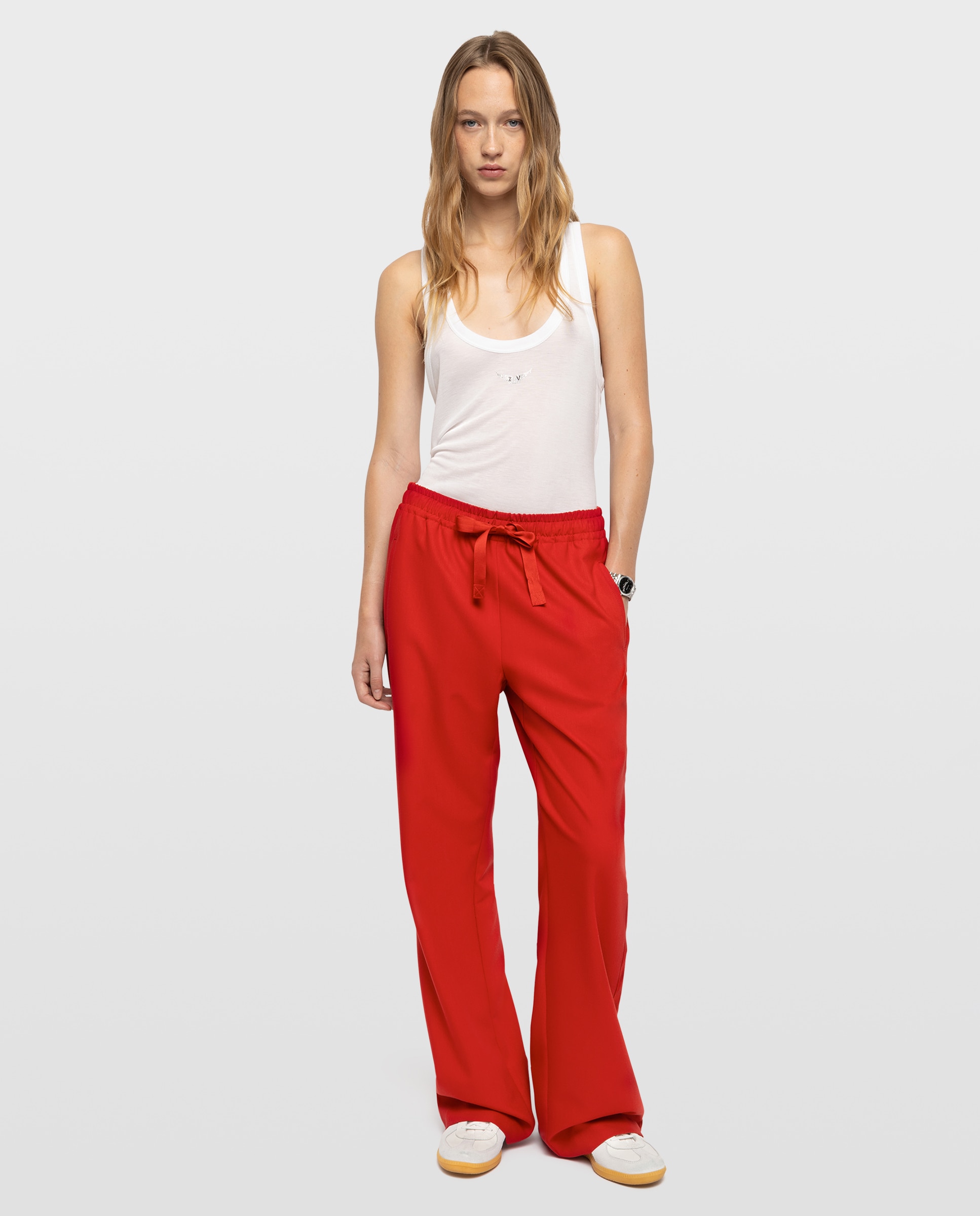 Imagen 0 de Pantalones anchos de mujer de sastre estilo jogging Rojo