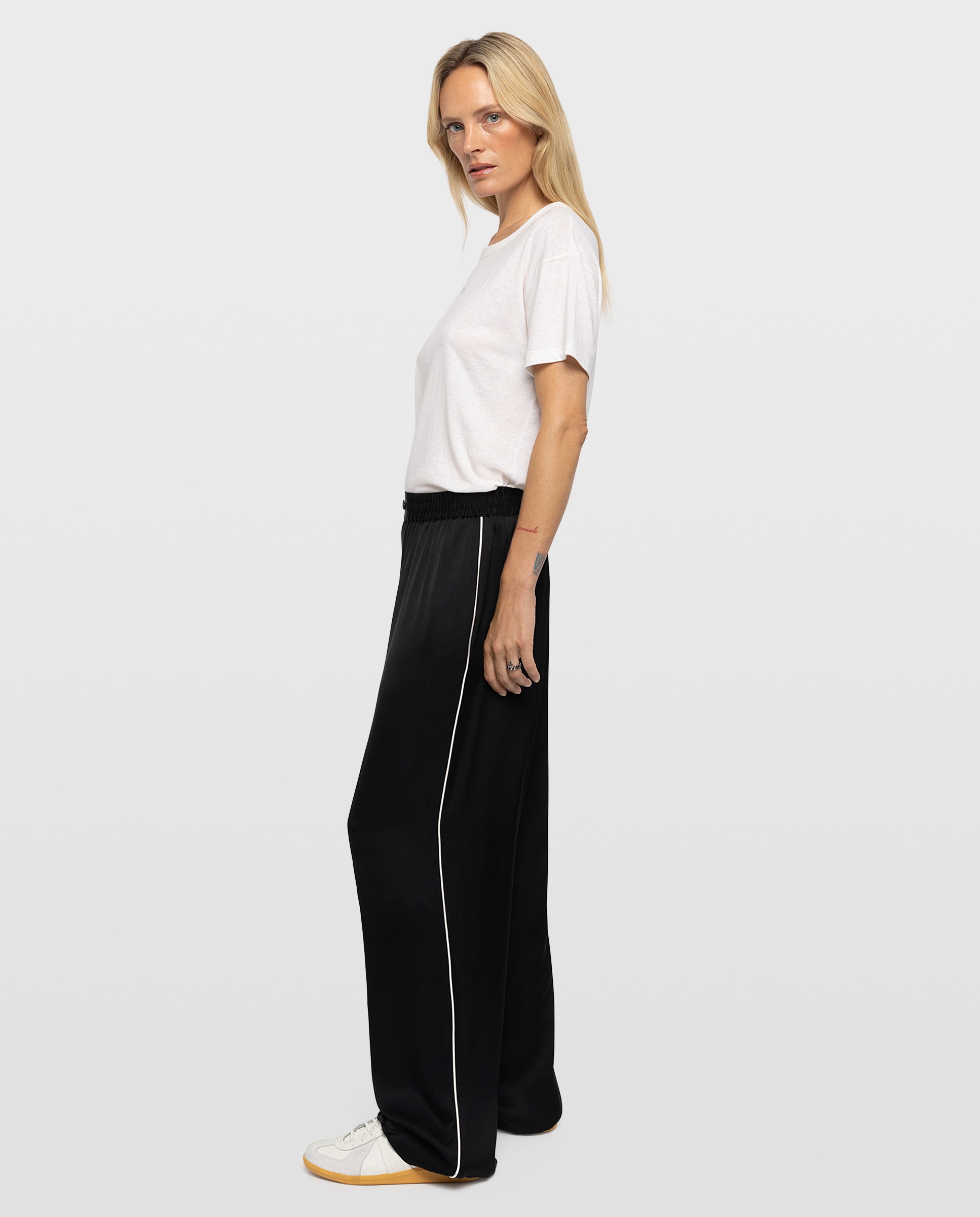 Pantalones rectos de mujer con cintura elástica estilo pijama - Zadig & Voltaire - Negro Negro-3
