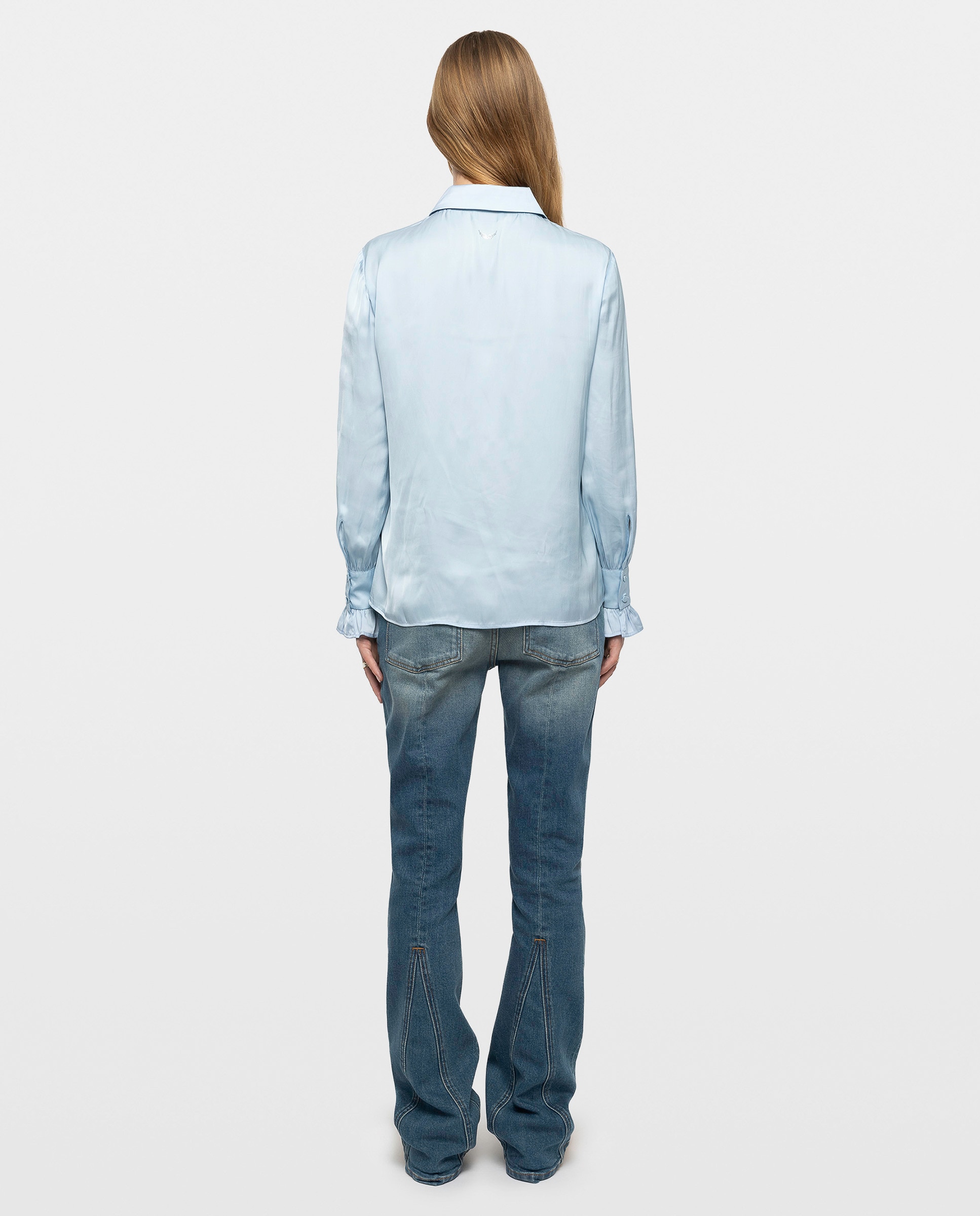 Camisa de satén de mujer de manga larga - Zadig & Voltaire - Azul claro Azul claro-2
