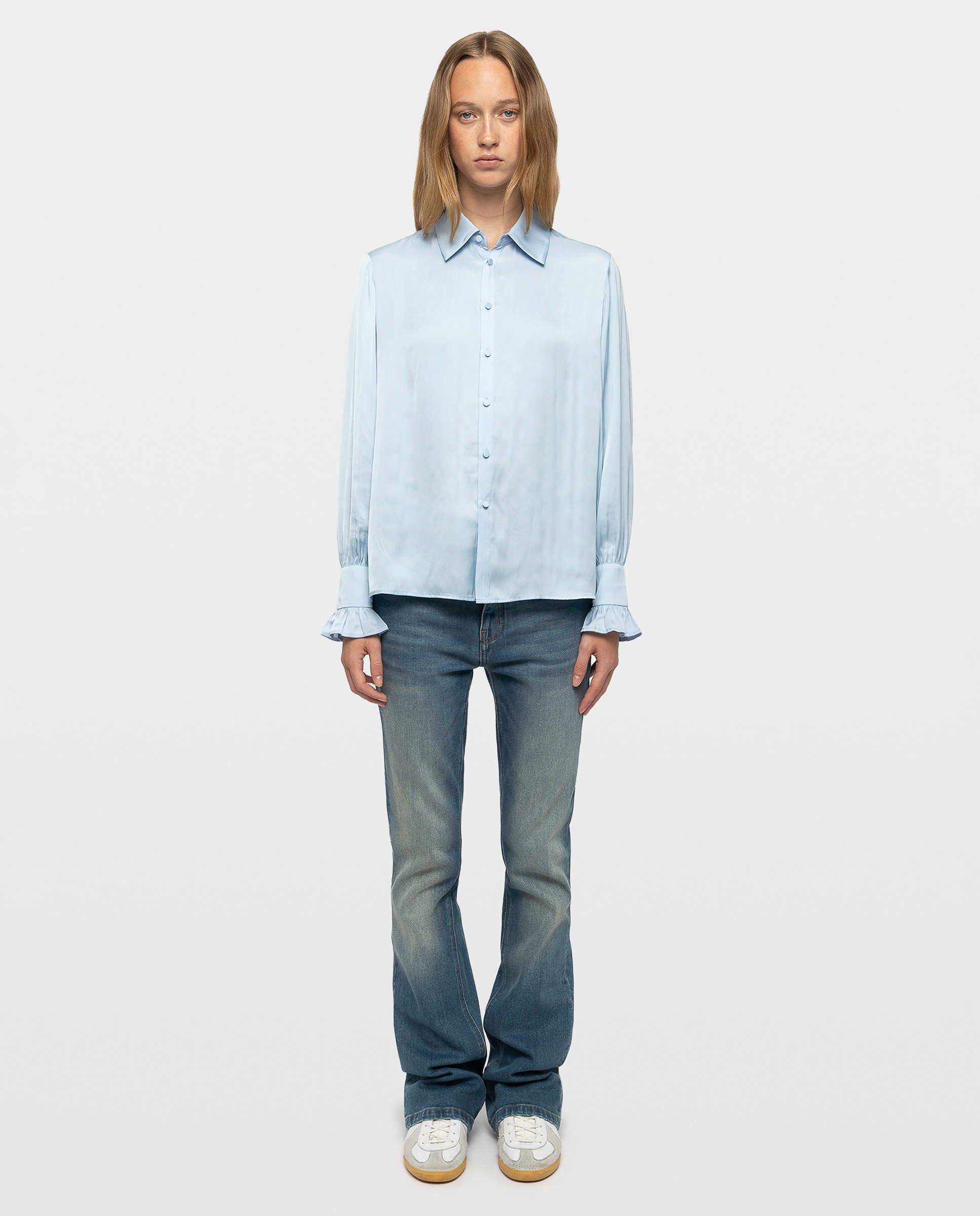 Camisa de satén de mujer de manga larga - Zadig & Voltaire - Azul claro Azul claro-3