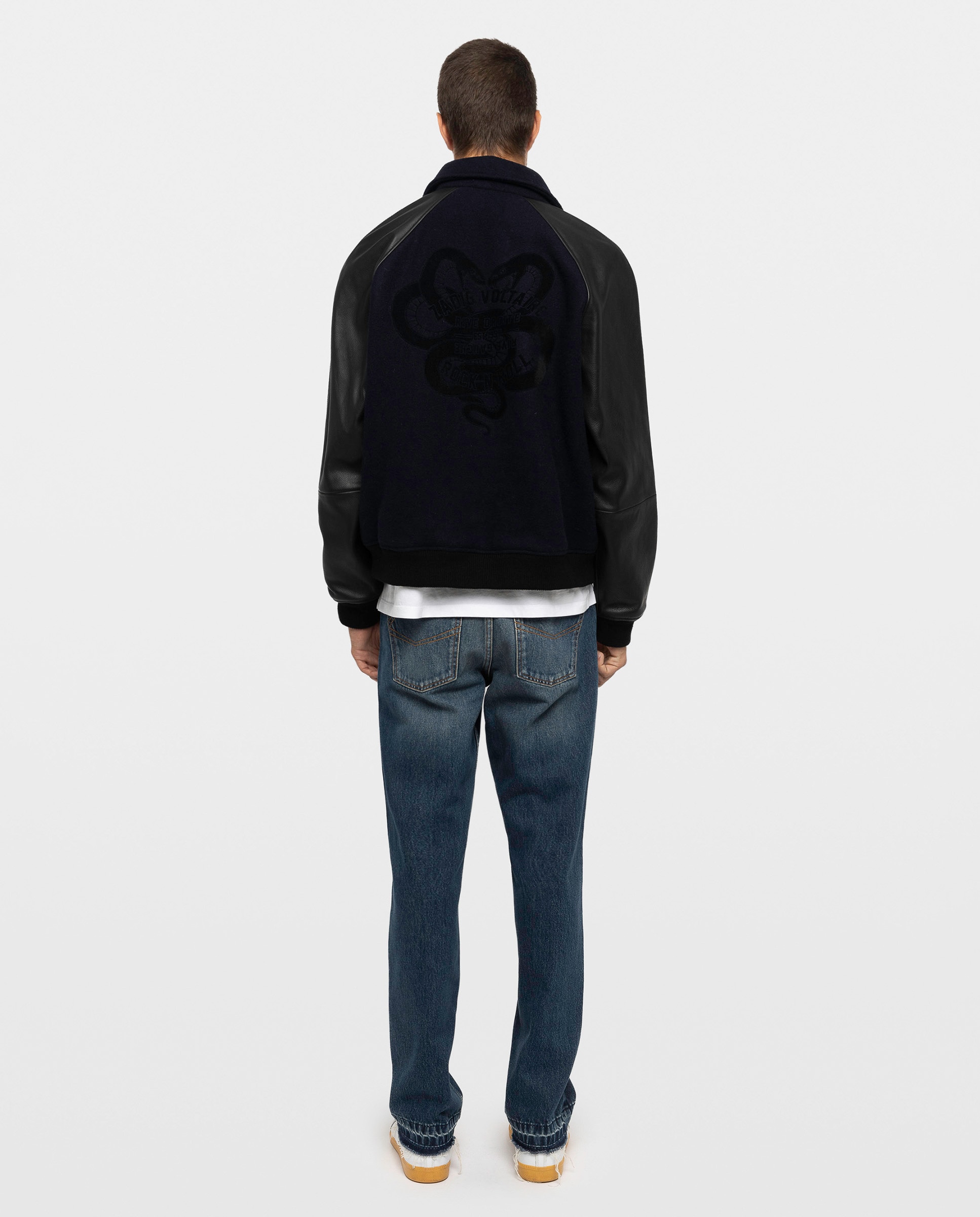 Imagen 2 de Cazadora bomber de hombre con mangas de cuero - Zadig & Voltaire - Azul marino Azul marino