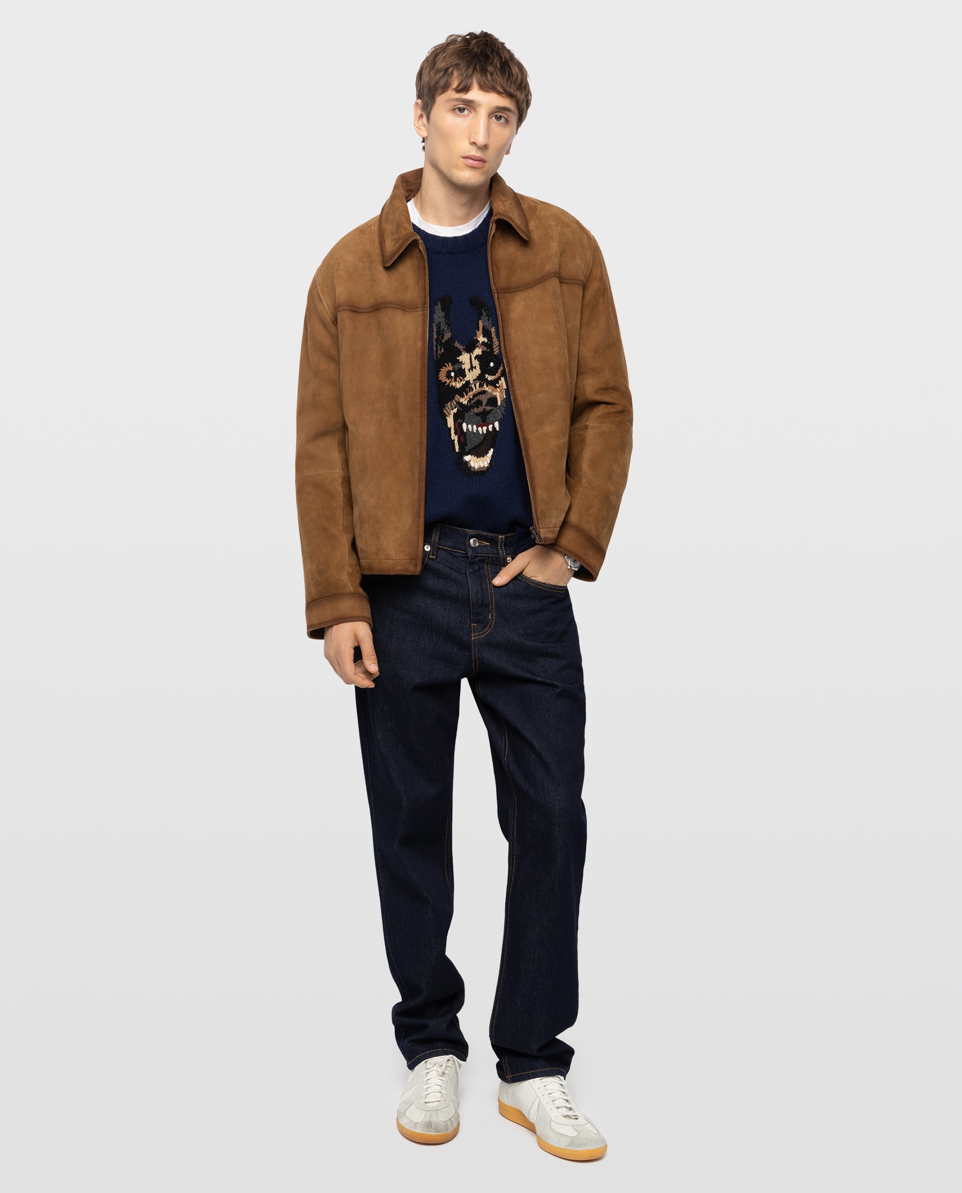 Chaqueta de hombre de ante con cremallera - Zadig & Voltaire - Marrón Marrón-4