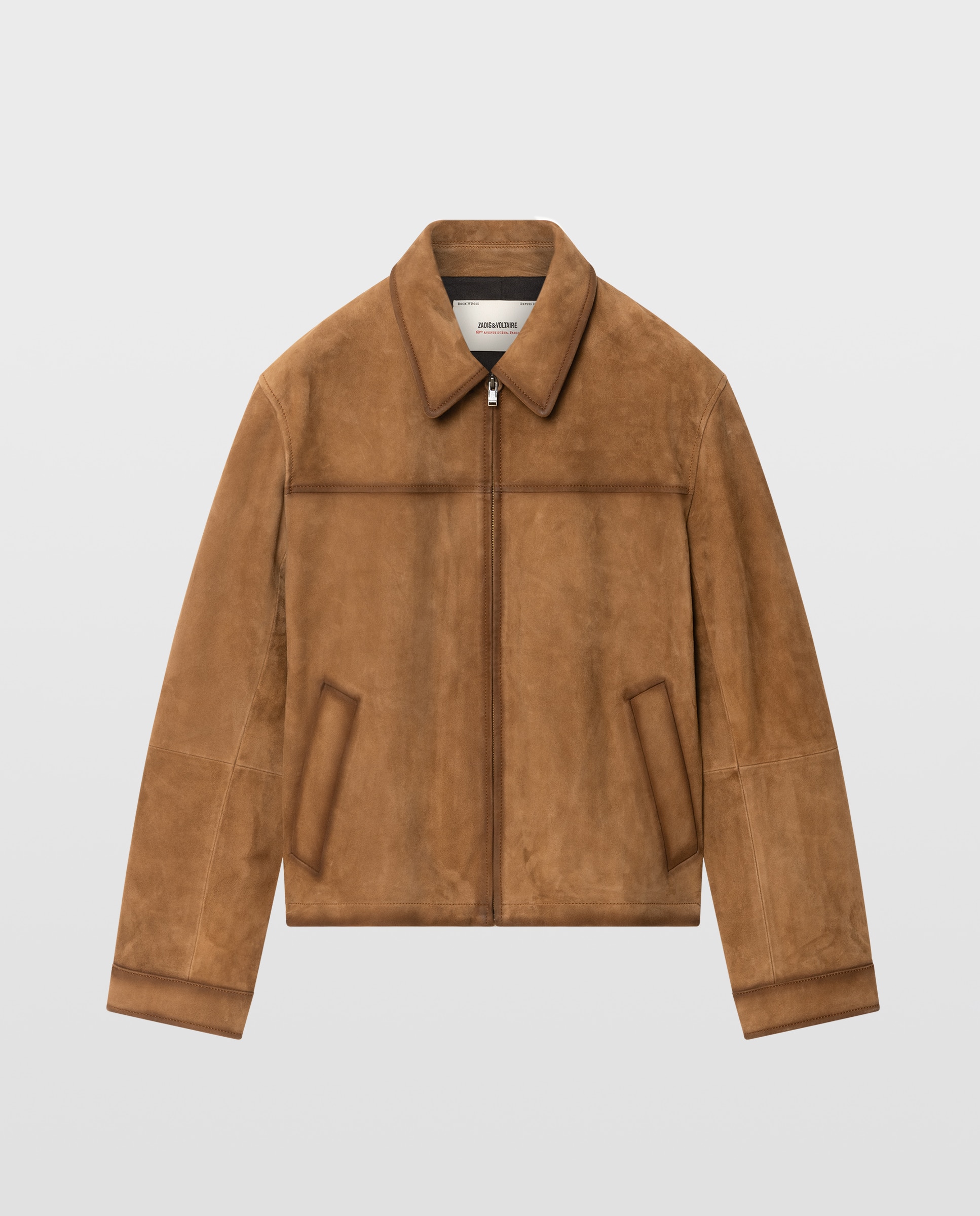 Chaqueta de hombre de ante con cremallera - Zadig & Voltaire - Marrón Marrón-6