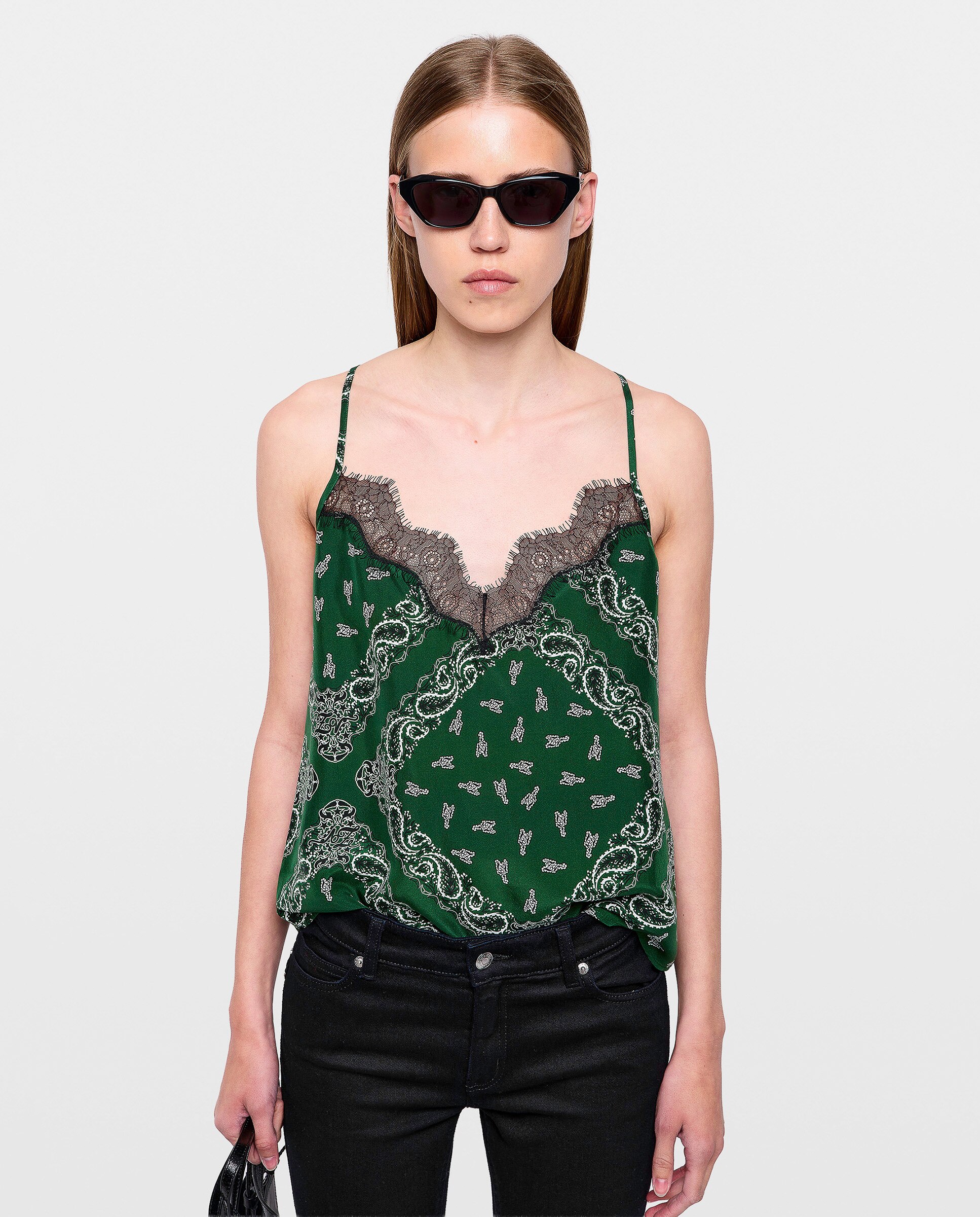 Top lencero de mujer 100% seda - Zadig & Voltaire - Verde Verde-1