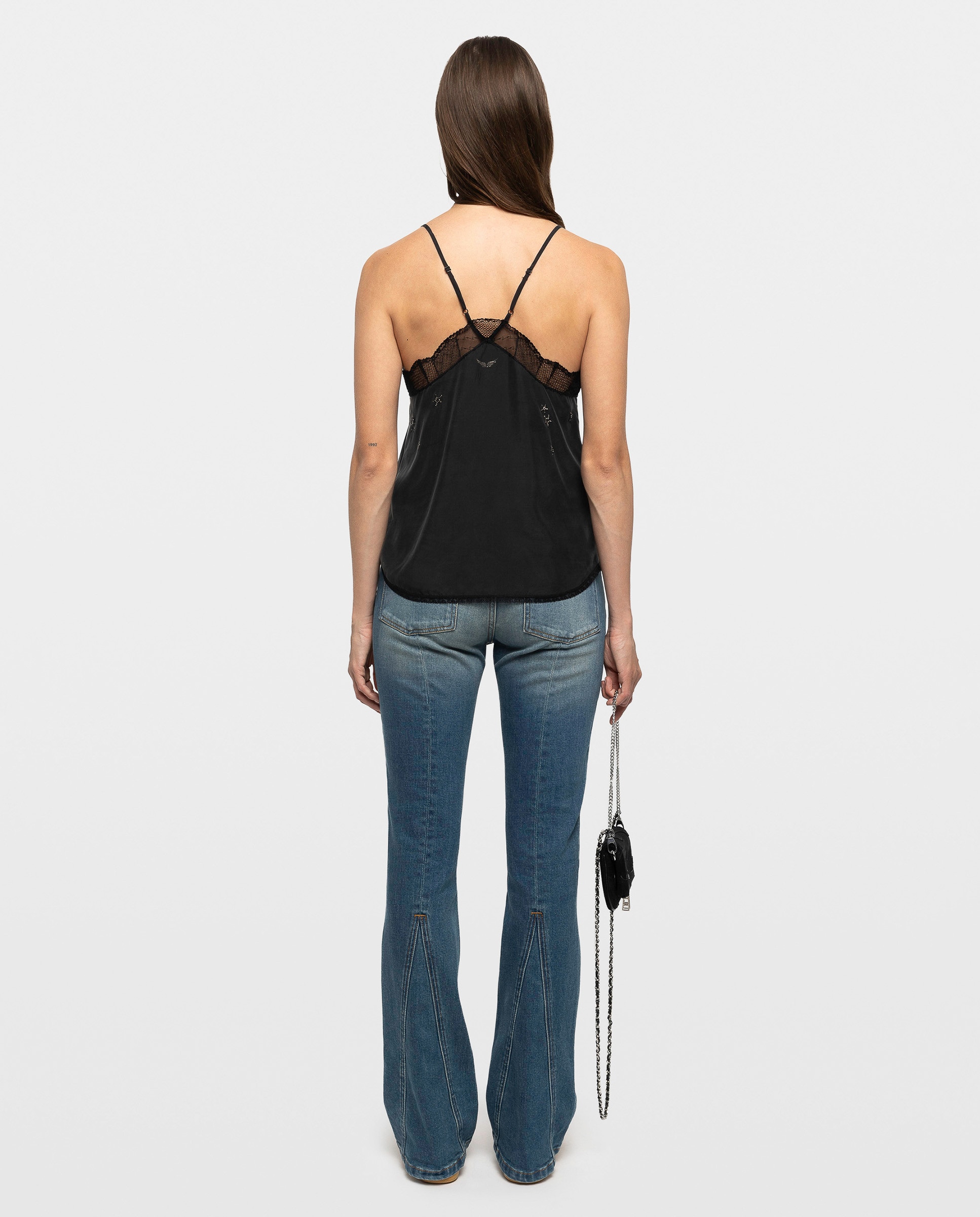 Top lencero de mujer 100% seda con strass - Zadig & Voltaire - Negro Negro-2
