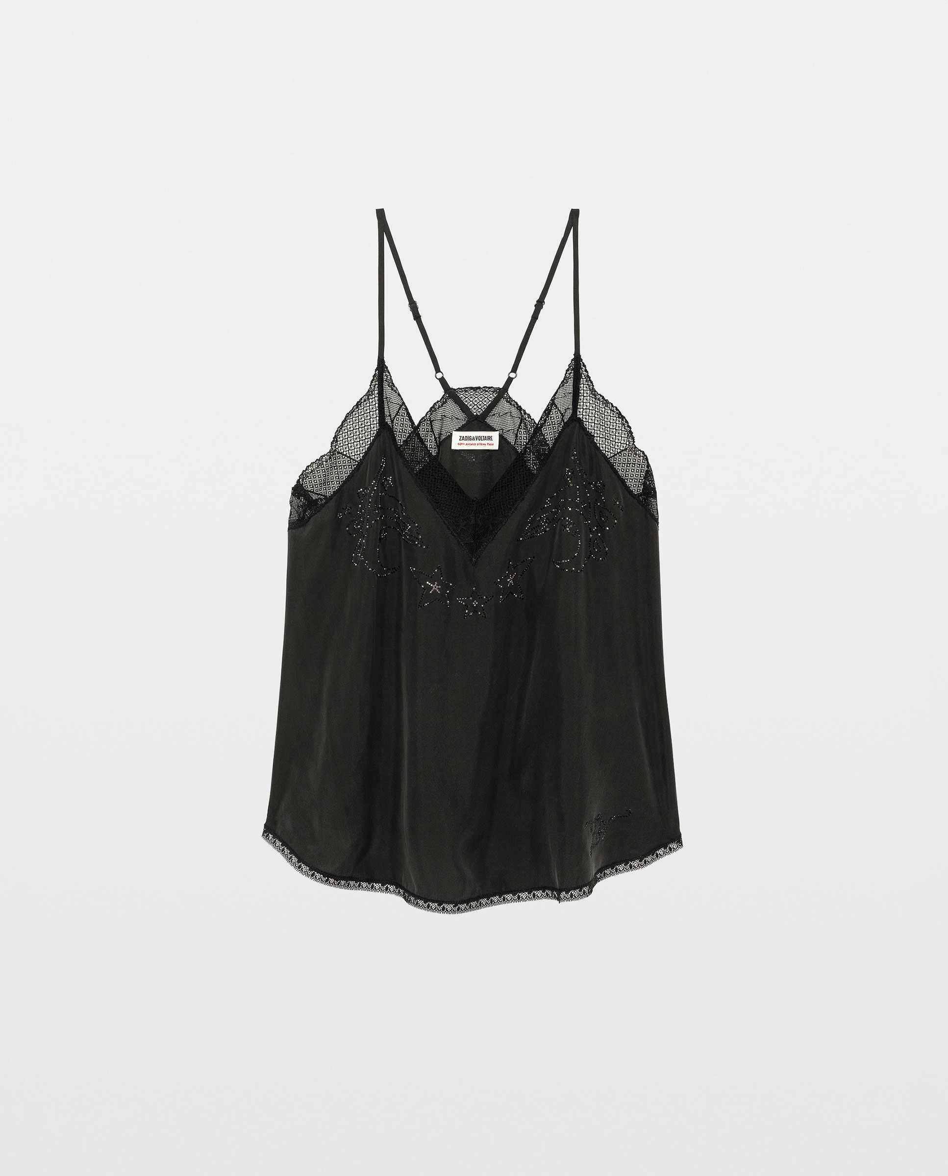 Top lencero de mujer 100% seda con strass - Zadig & Voltaire - Negro Negro-5