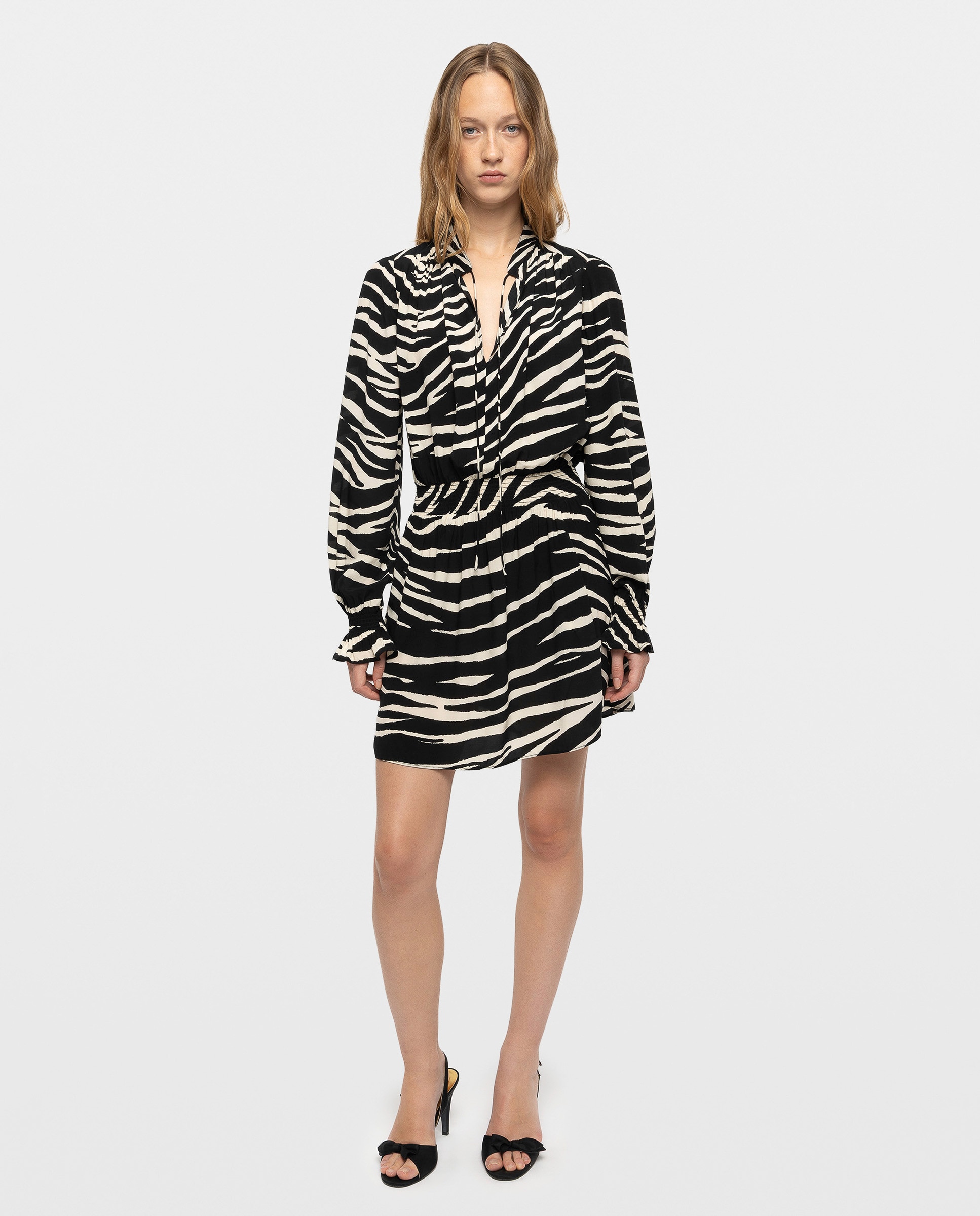 Vestido midi estampado de manga larga - Zadig & Voltaire - Negro Negro-1