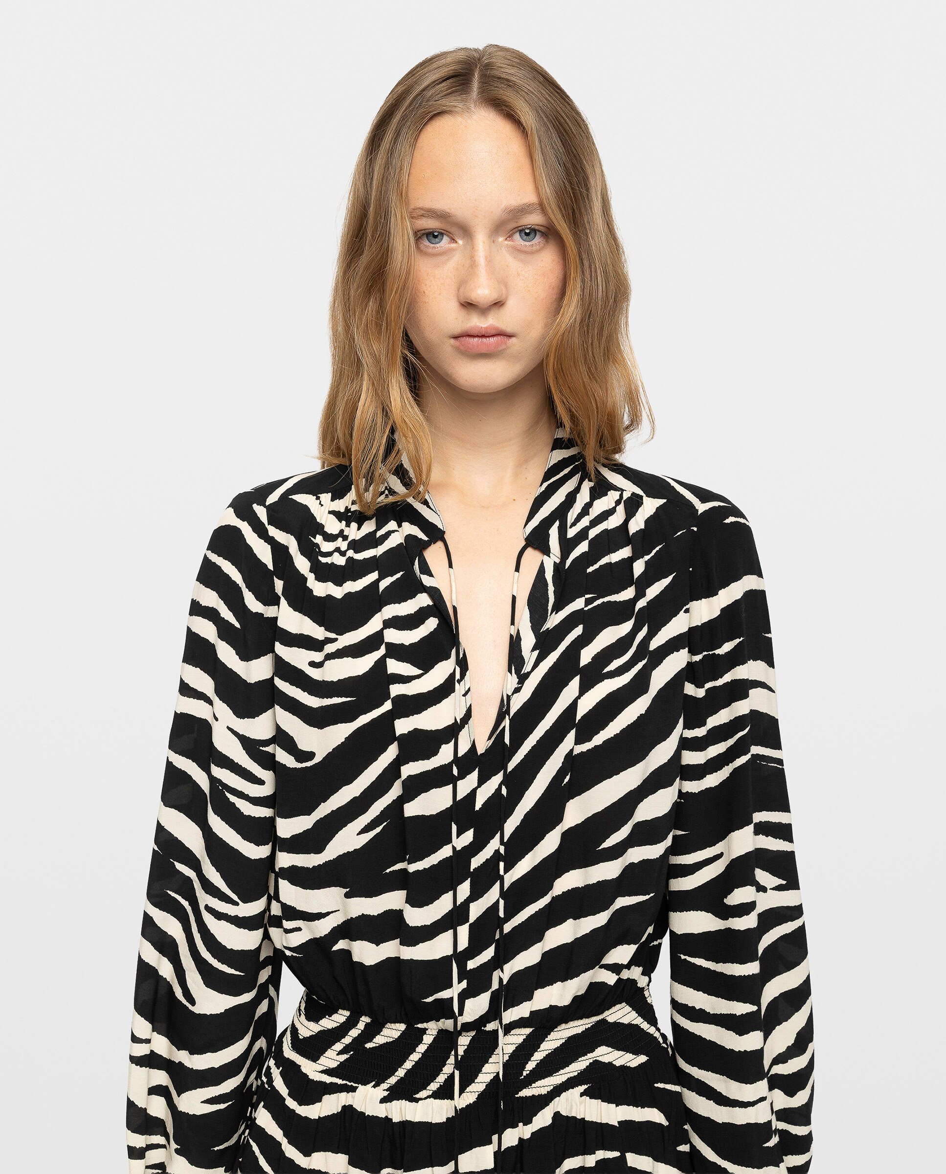 Vestido midi estampado de manga larga - Zadig & Voltaire - Negro Negro-3