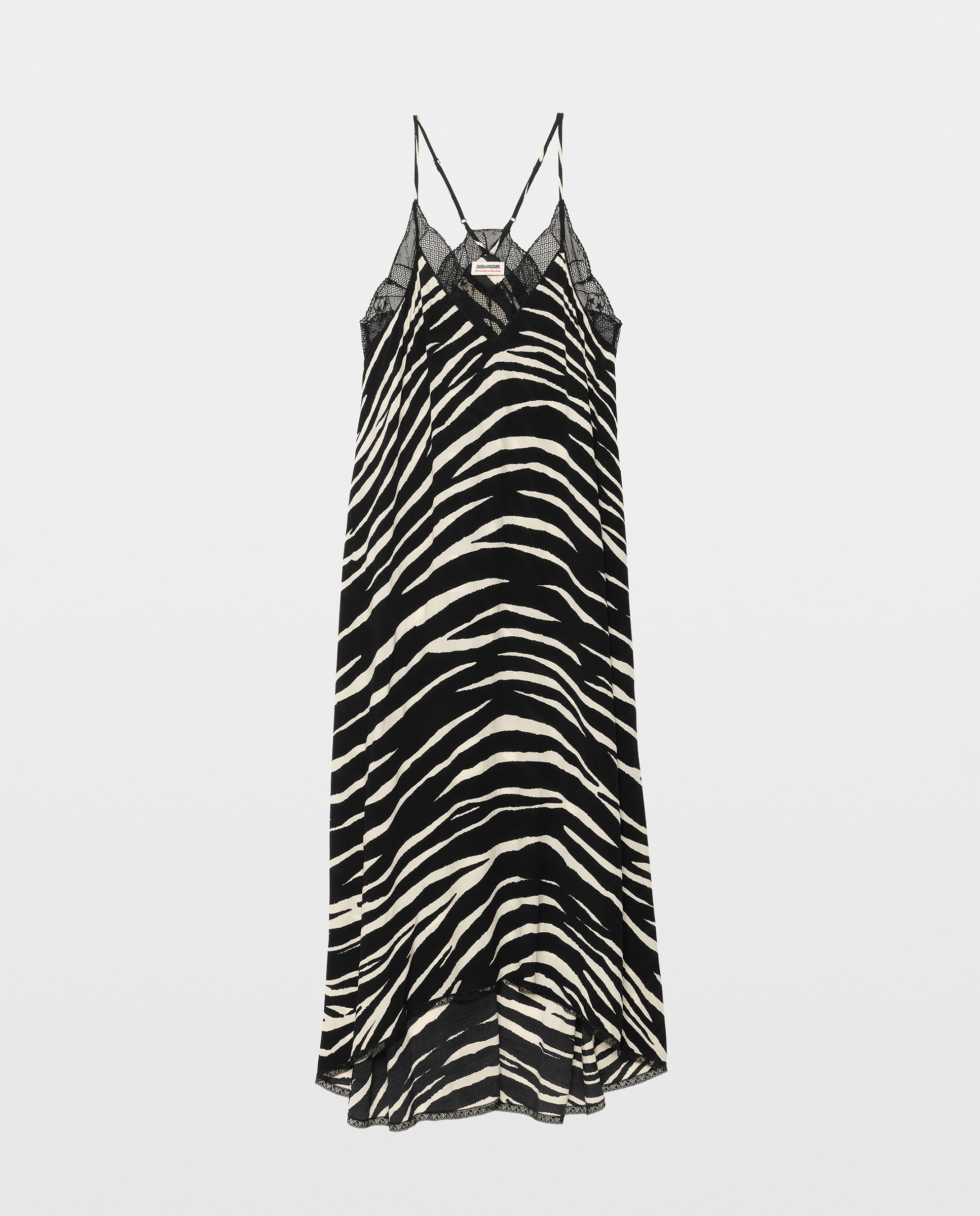 Vestido lencero semilargo de viscosa estampado con encaje sin mangas - Zadig & Voltaire - Negro Negro-3