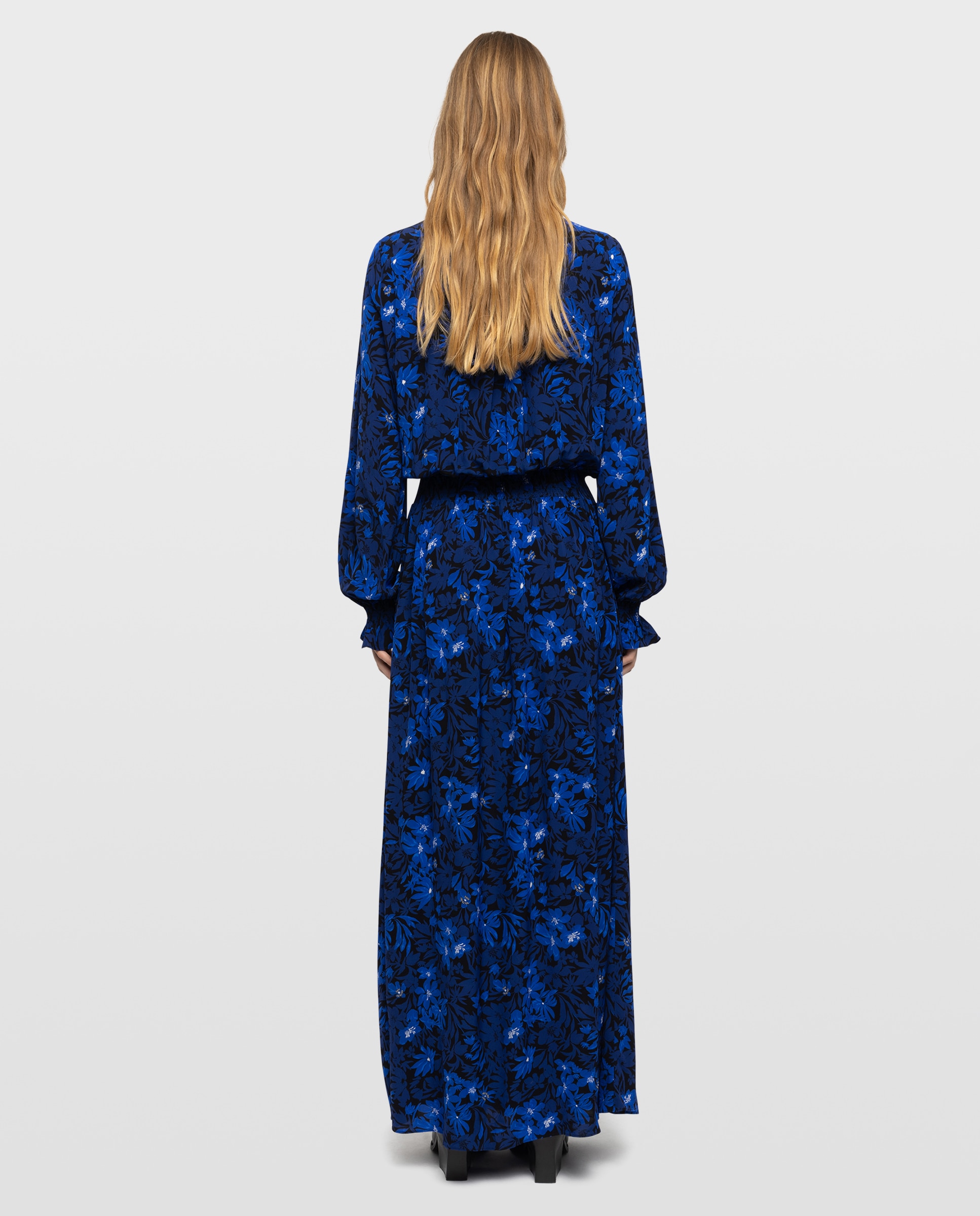 Vestido largo rayado de mangas largas - Zadig & Voltaire - Azul eléctrico Azul eléctrico-3