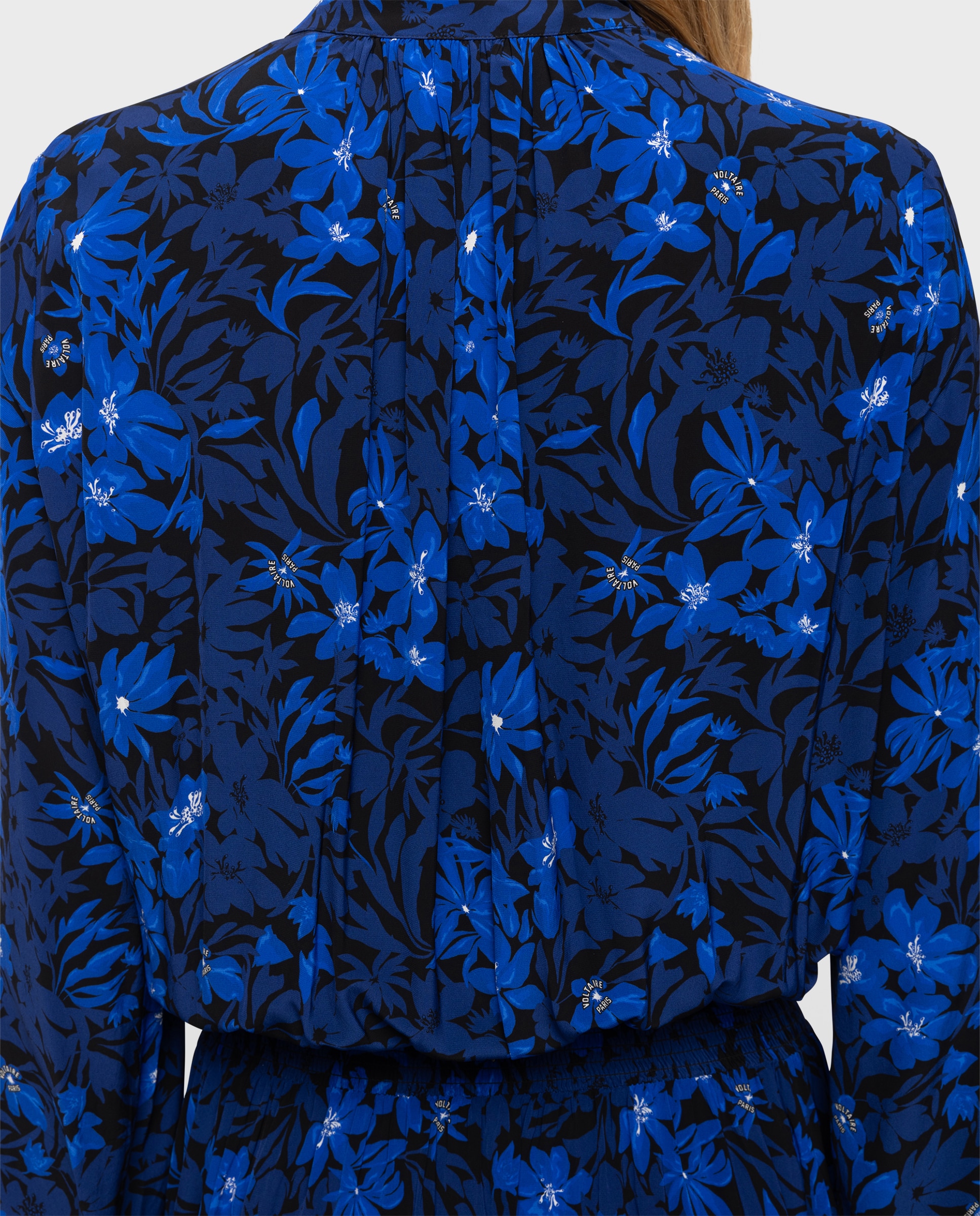 Vestido largo rayado de mangas largas - Zadig & Voltaire - Azul eléctrico Azul eléctrico-4