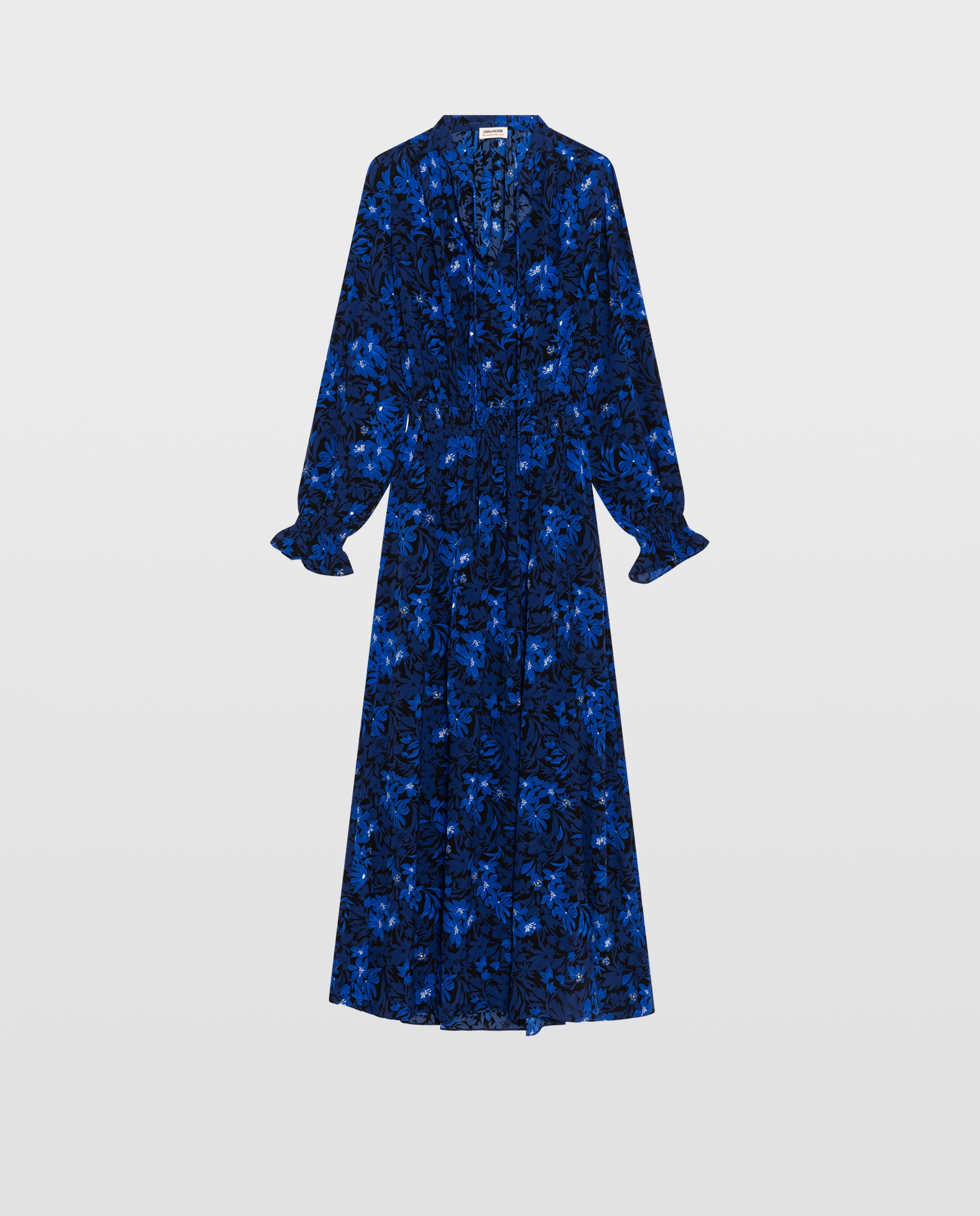 Vestido largo rayado de mangas largas - Zadig & Voltaire - Azul eléctrico Azul eléctrico-6