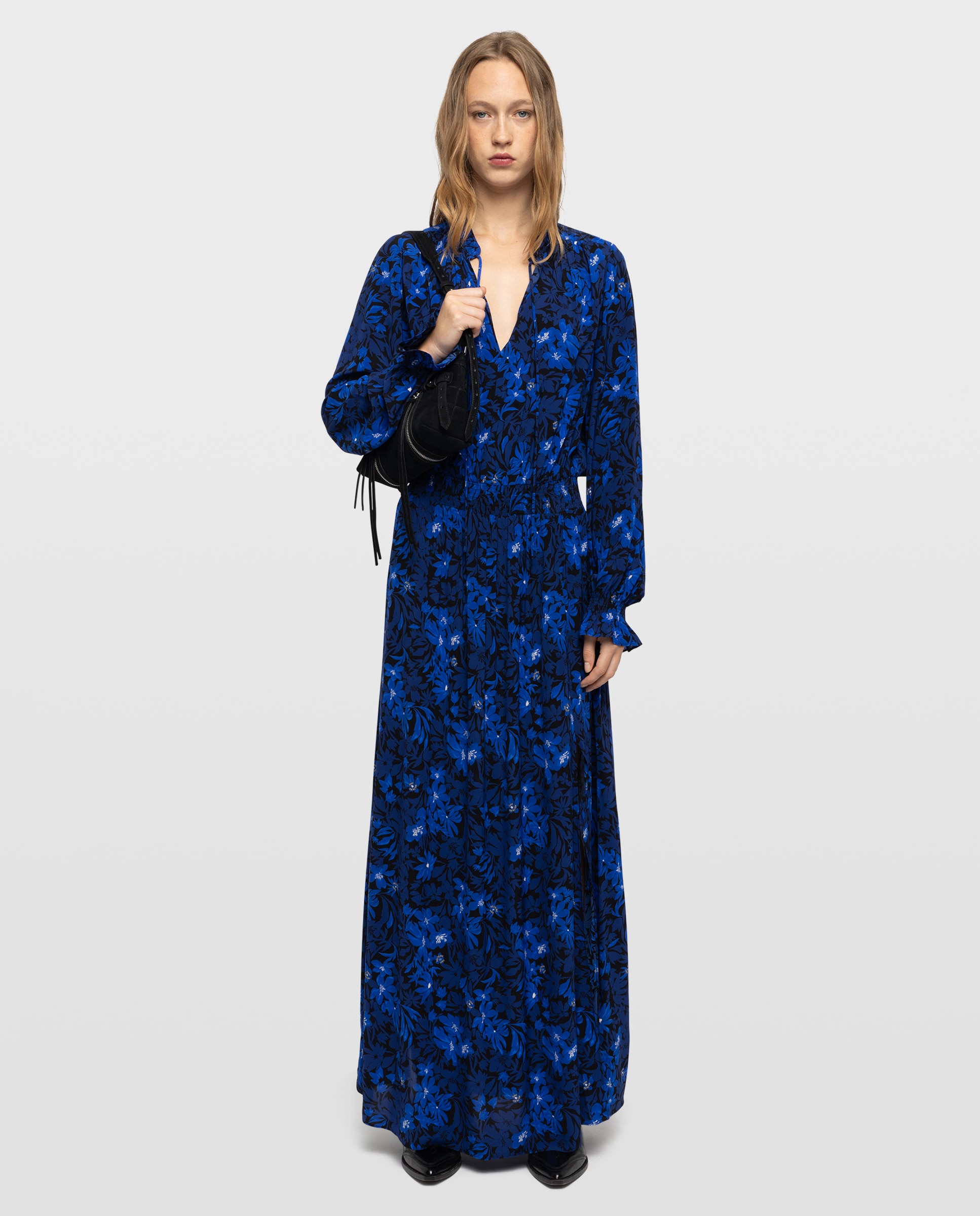 Vestido largo rayado de mangas largas - Zadig & Voltaire - Azul eléctrico Azul eléctrico-5