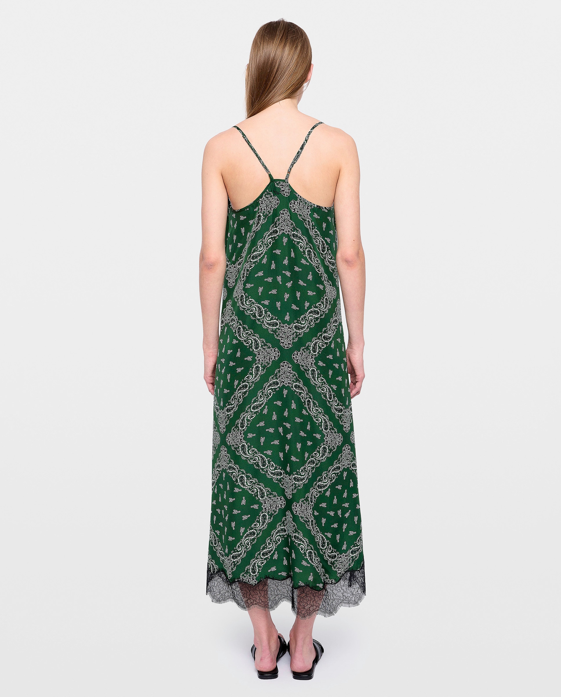 Vestido largo 100% seda lencero estampado - Zadig & Voltaire - Verde Verde-2