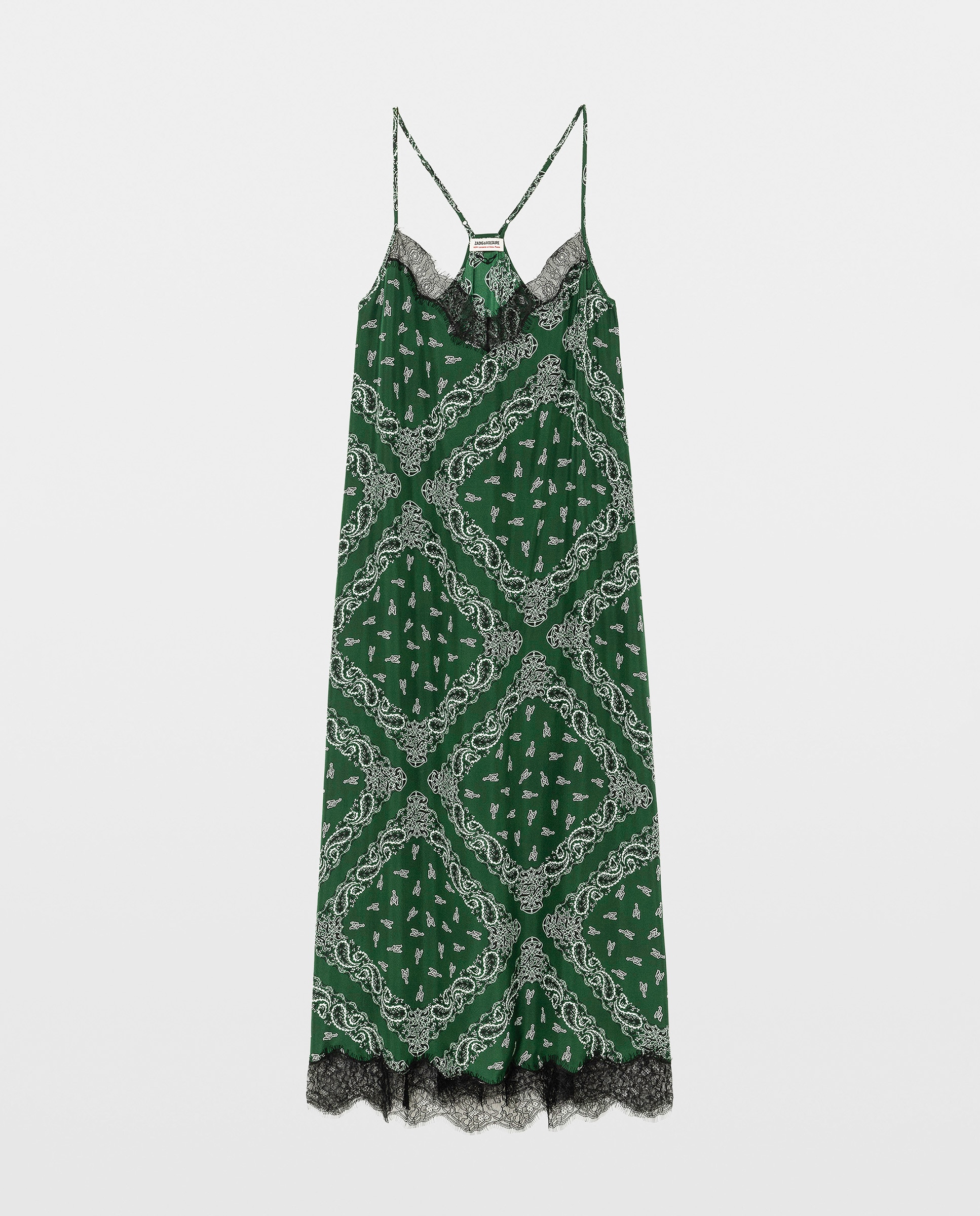 Vestido largo 100% seda lencero estampado - Zadig & Voltaire - Verde Verde-4