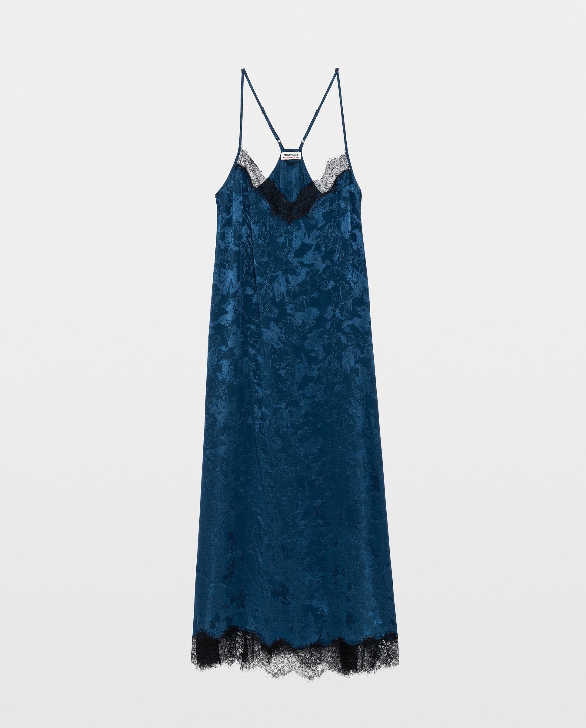 Vestido midi lencero 100% seda - Zadig & Voltaire - Azul marino Azul marino-4