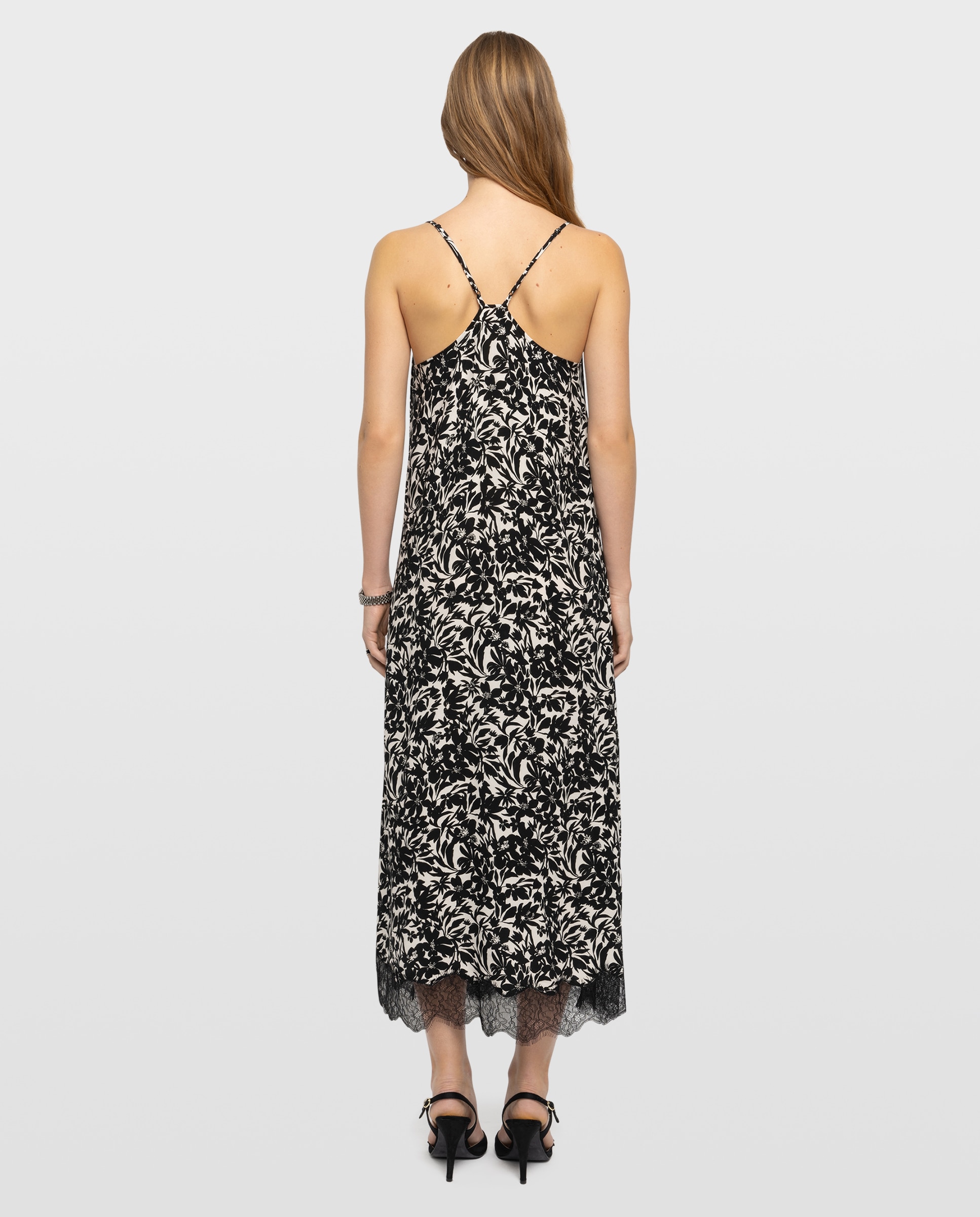 Vestido midi lencero de viscosa estampada con encaje - Zadig & Voltaire - Negro Negro-3
