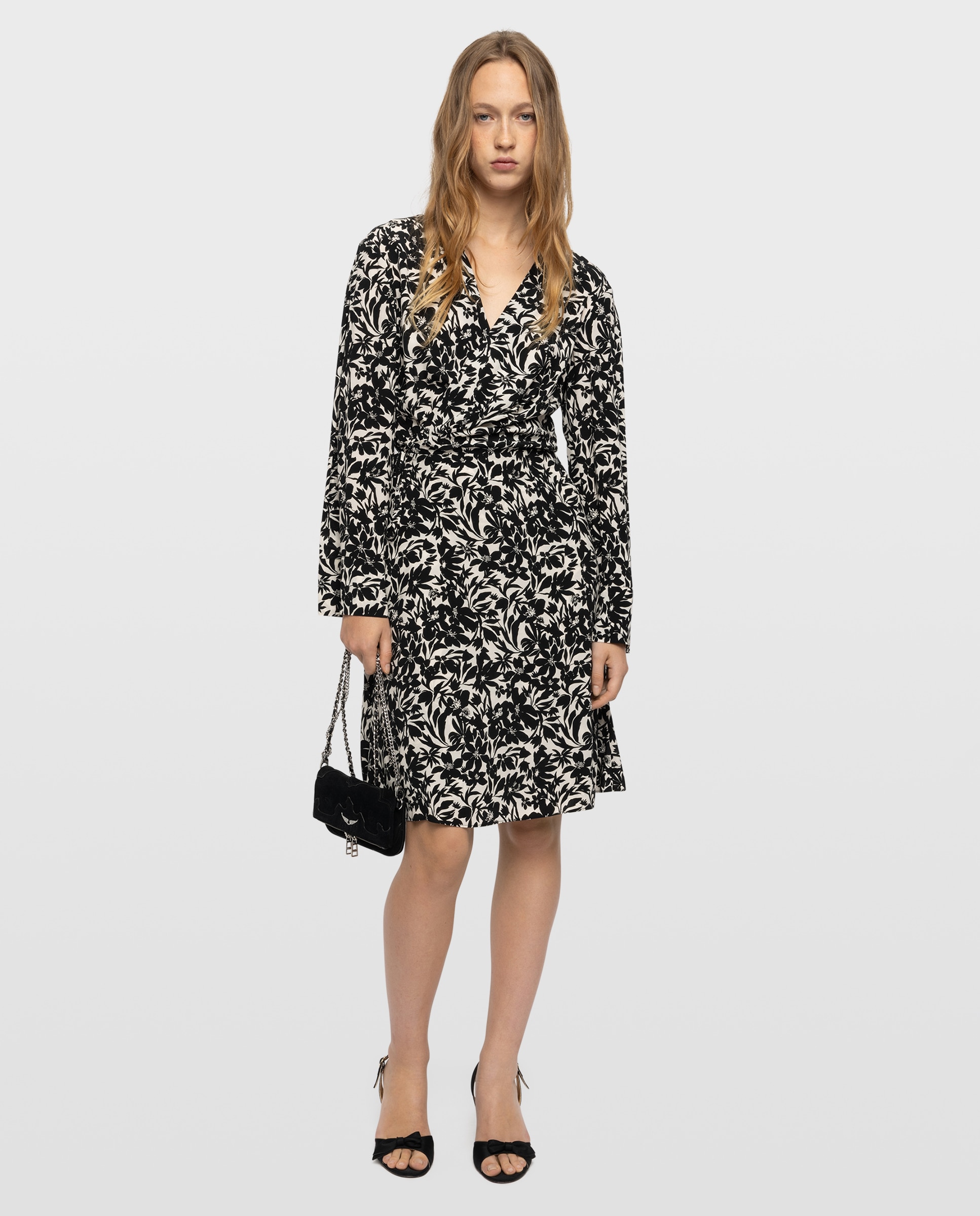 Vestido midi cruzado de mangas largas - Zadig & Voltaire - Negro Negro-1