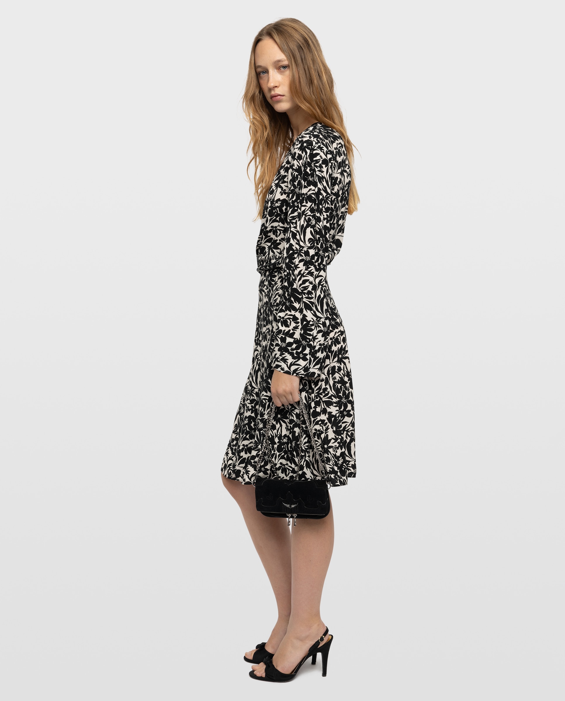 Vestido midi cruzado de mangas largas - Zadig & Voltaire - Negro Negro-2