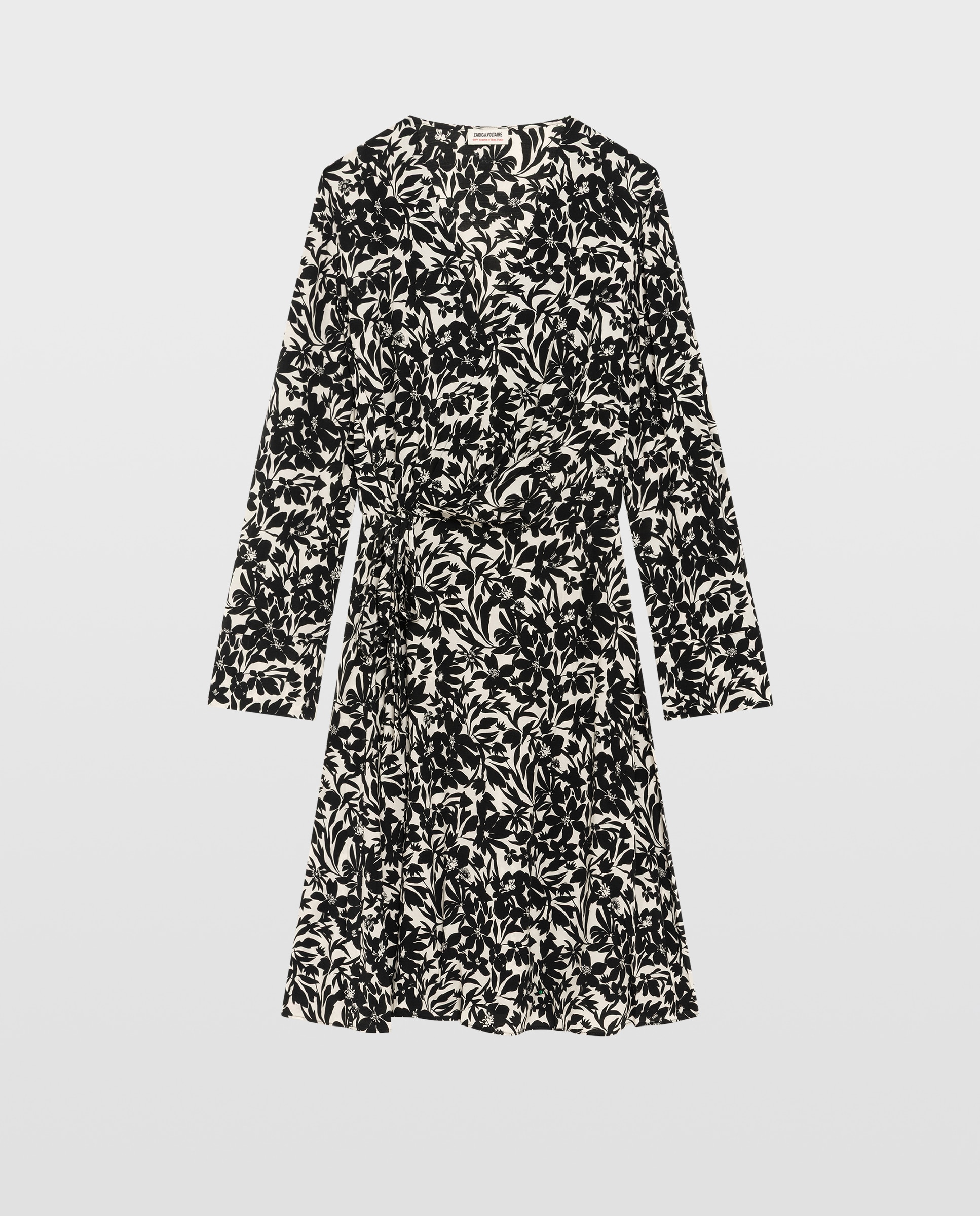 Vestido midi cruzado de mangas largas - Zadig & Voltaire - Negro Negro-5