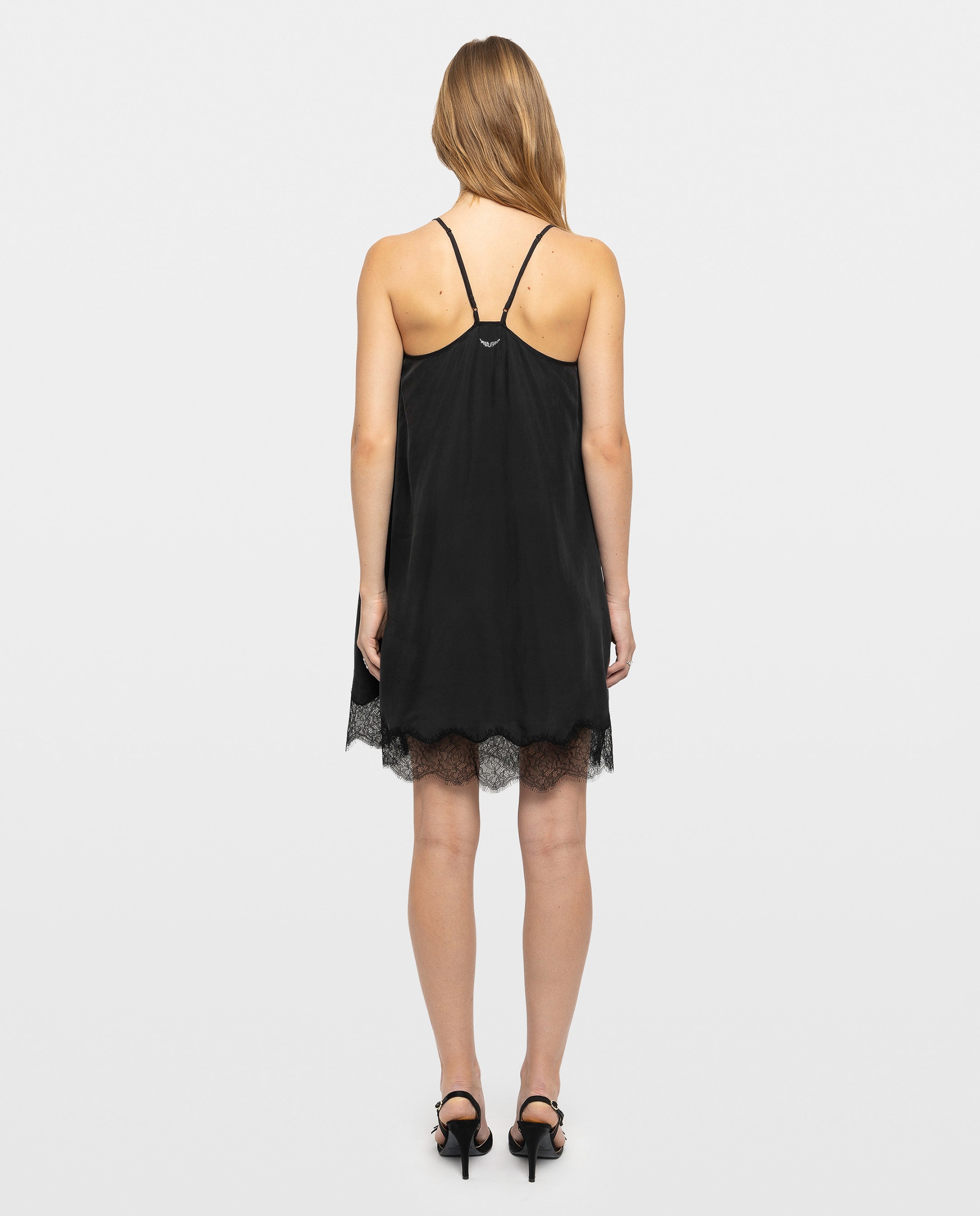 Vestido corto lencero 100% seda con bordado de alas - Zadig & Voltaire - Negro Negro-2