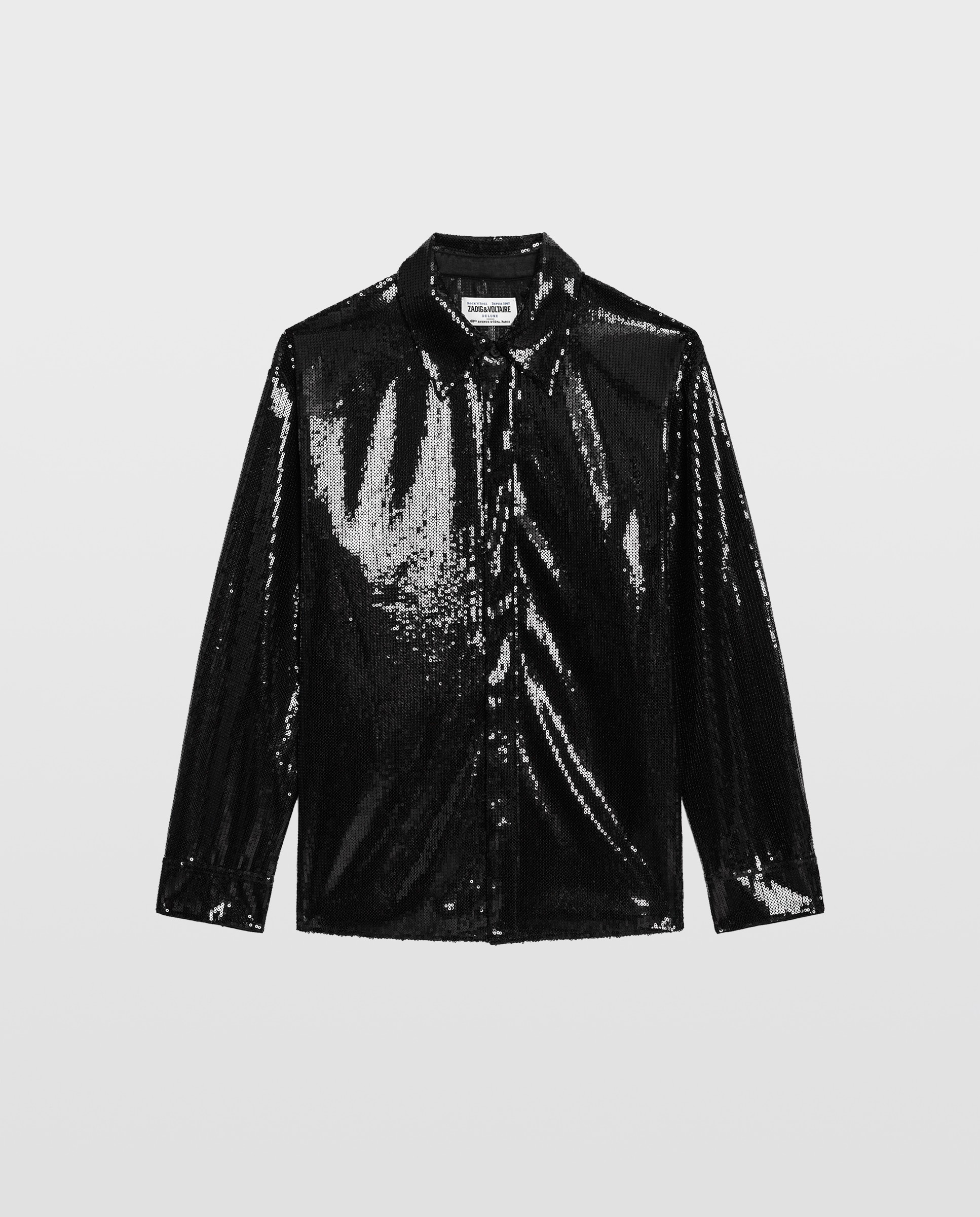 Camisa de mujer con lentejuelas y manga larga - Zadig & Voltaire - Negro Negro-4
