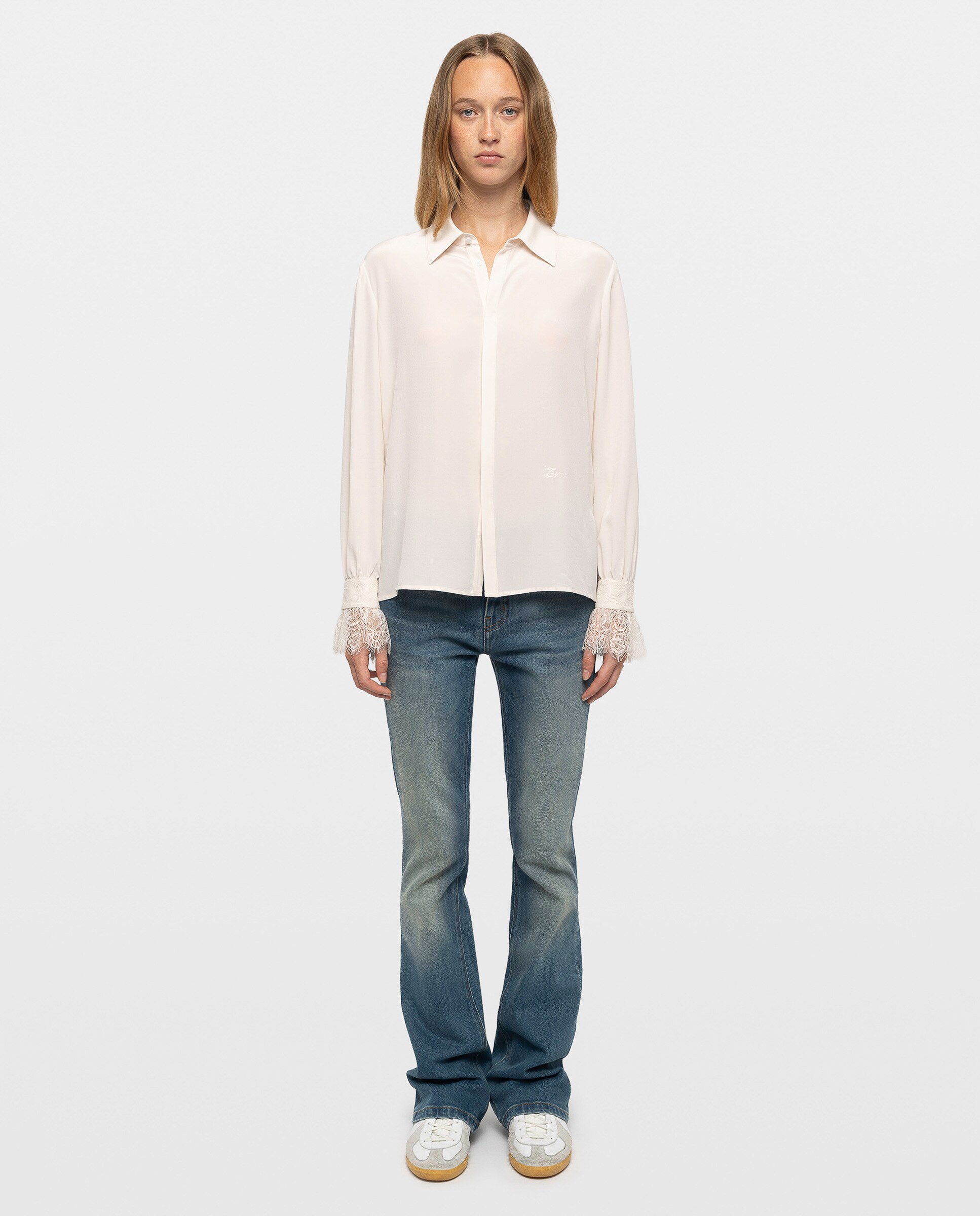 Camisa de mujer 100% seda con mangas largas - Zadig & Voltaire - Blanco Blanco-3