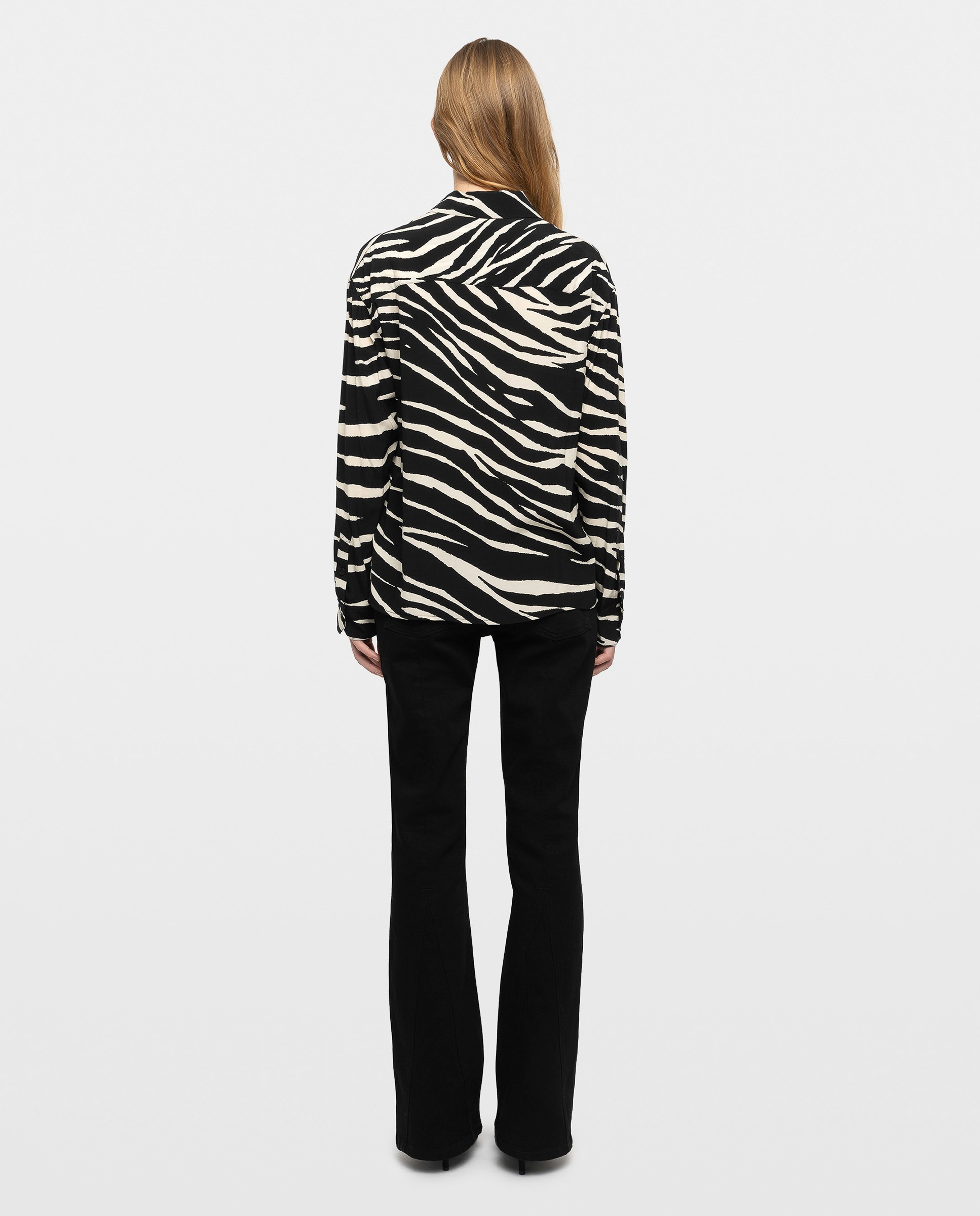 Camisa de mujer de manga larga viscosa estampada - Zadig & Voltaire - Negro Negro-2