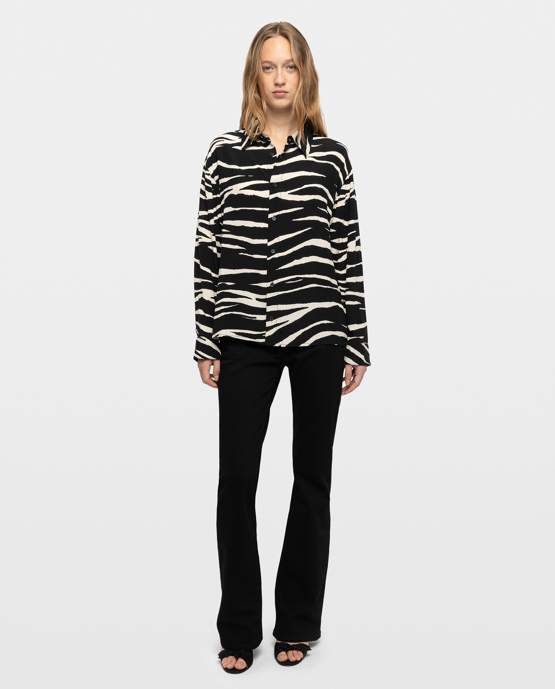 Camisa de mujer de manga larga viscosa estampada - Zadig & Voltaire - Negro Negro-3