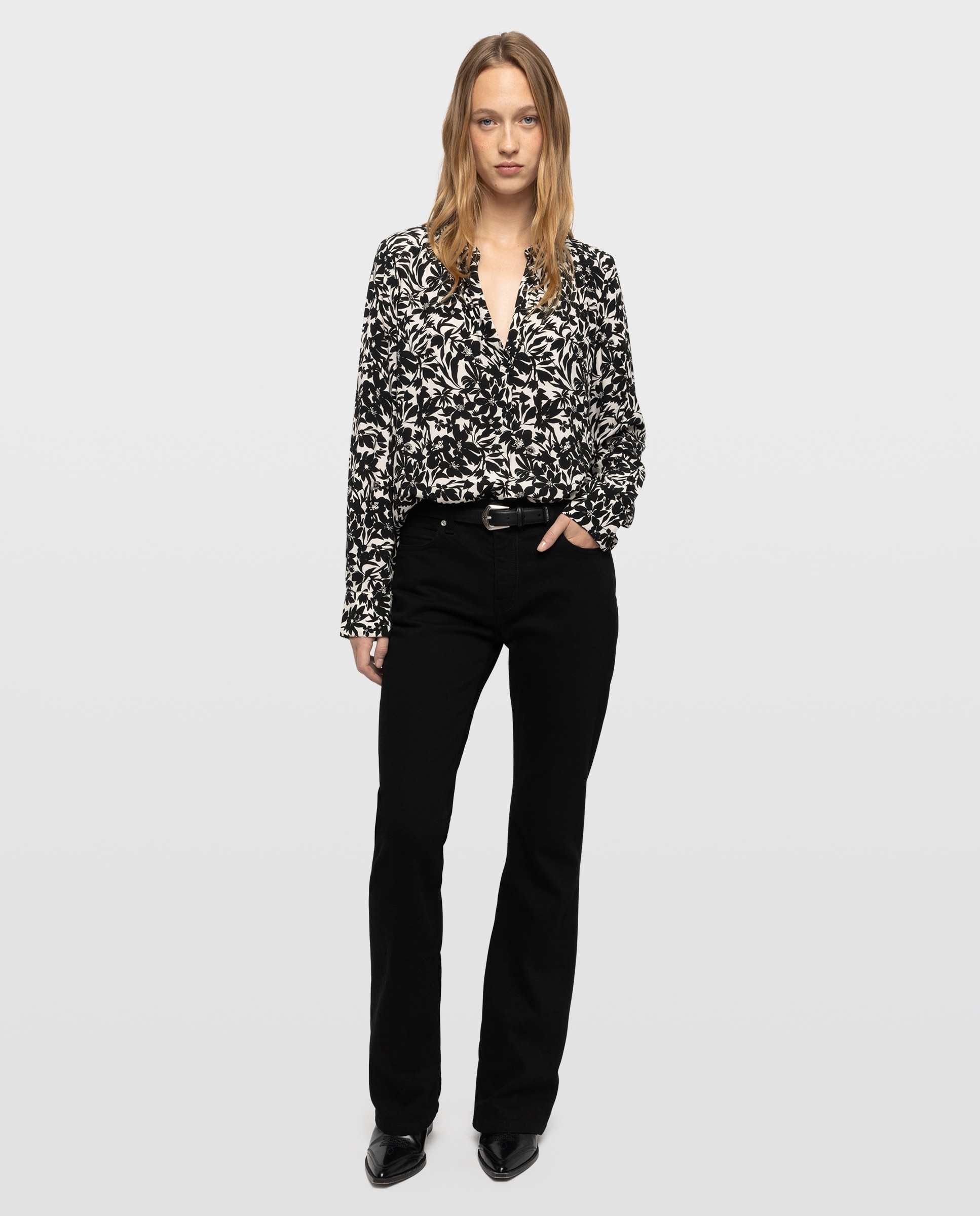 Blusa de mujer de viscosa estampada con mangas largas - Zadig & Voltaire - Negro Negro-3