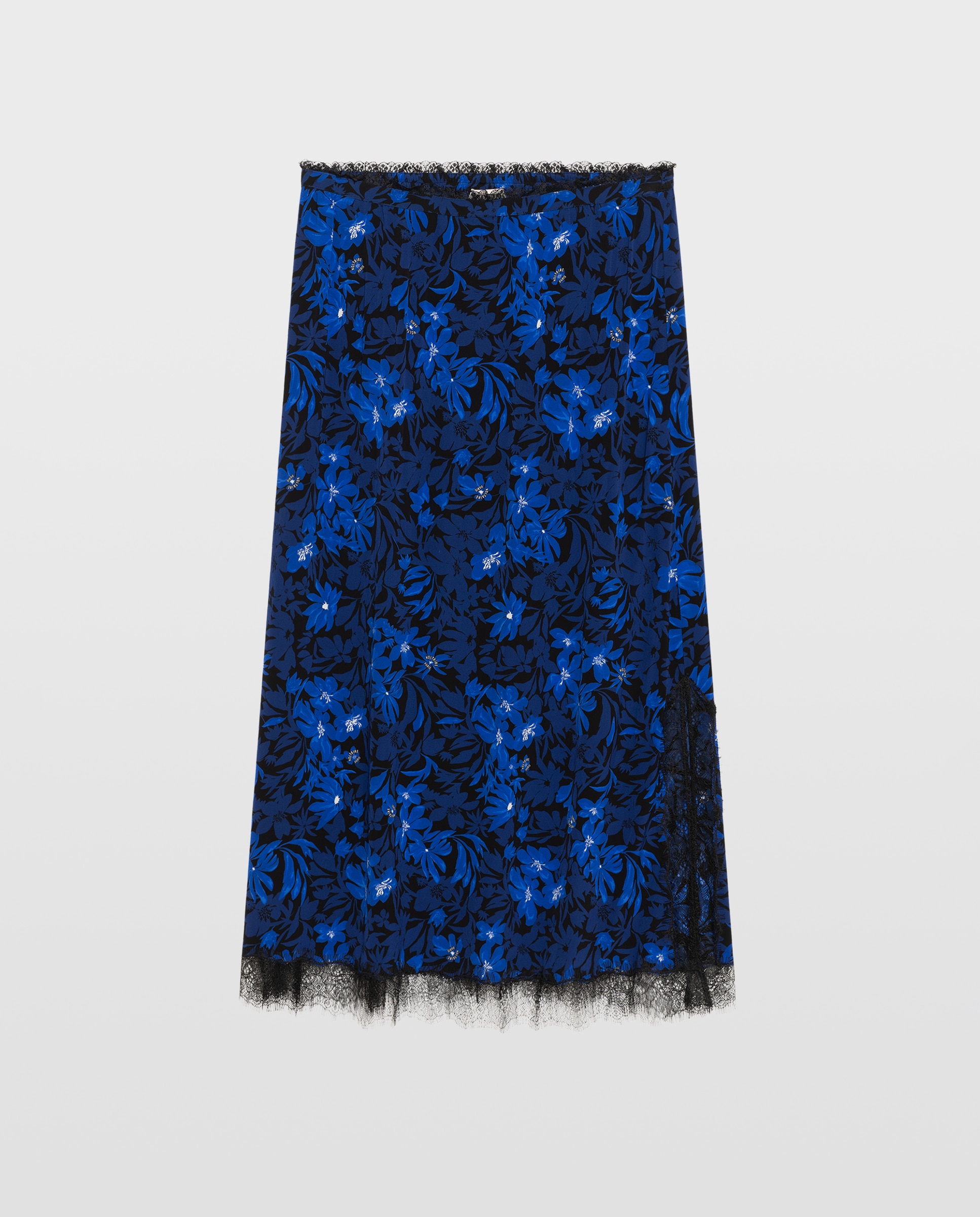 Falda midi lencera estampada de viscosa con encaje - Zadig & Voltaire - Azul eléctrico Azul eléctrico-7