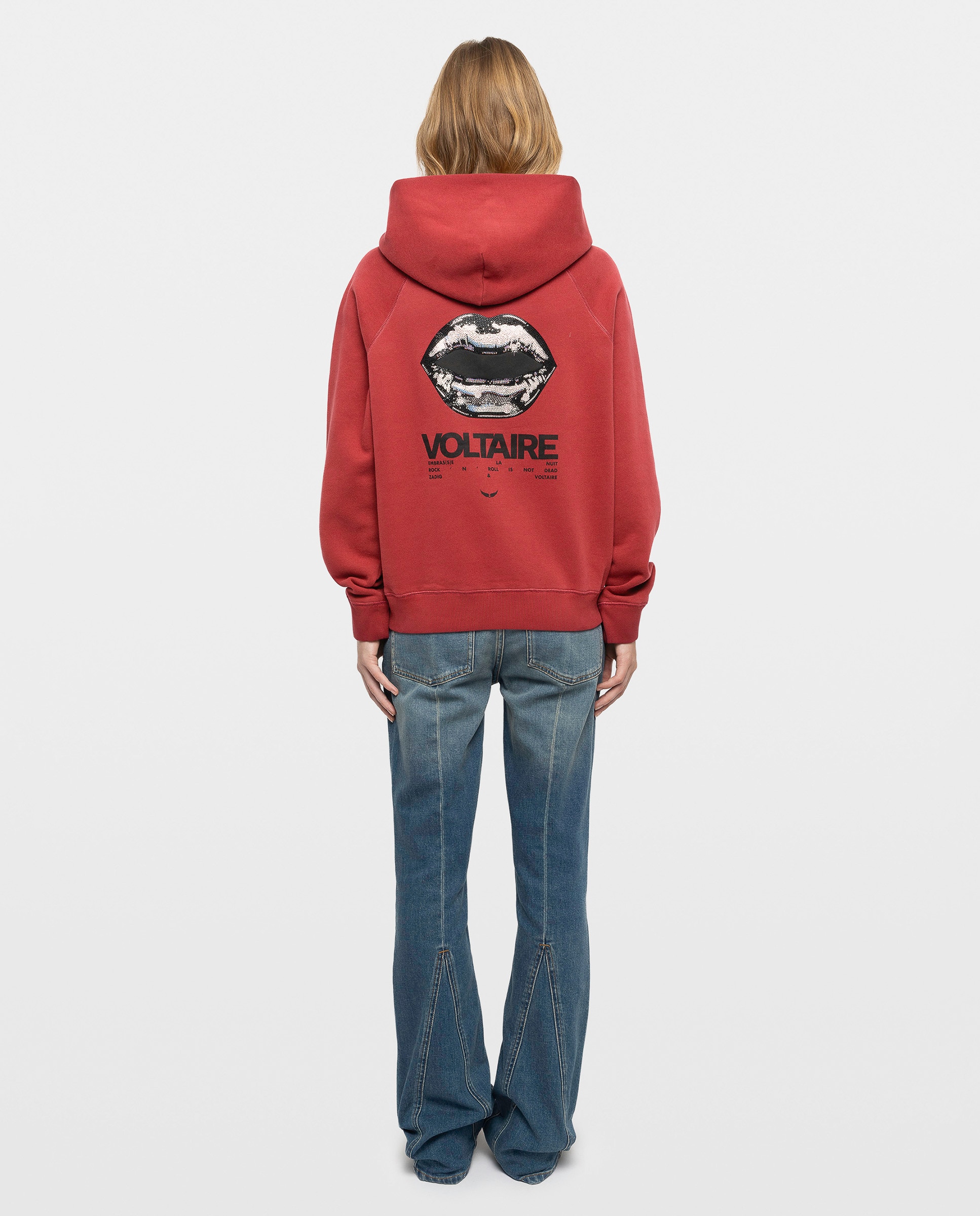 Sudadera de mujer con capucha 100% algodón con strass en la espalda - Zadig & Voltaire - Rojo Rojo-2