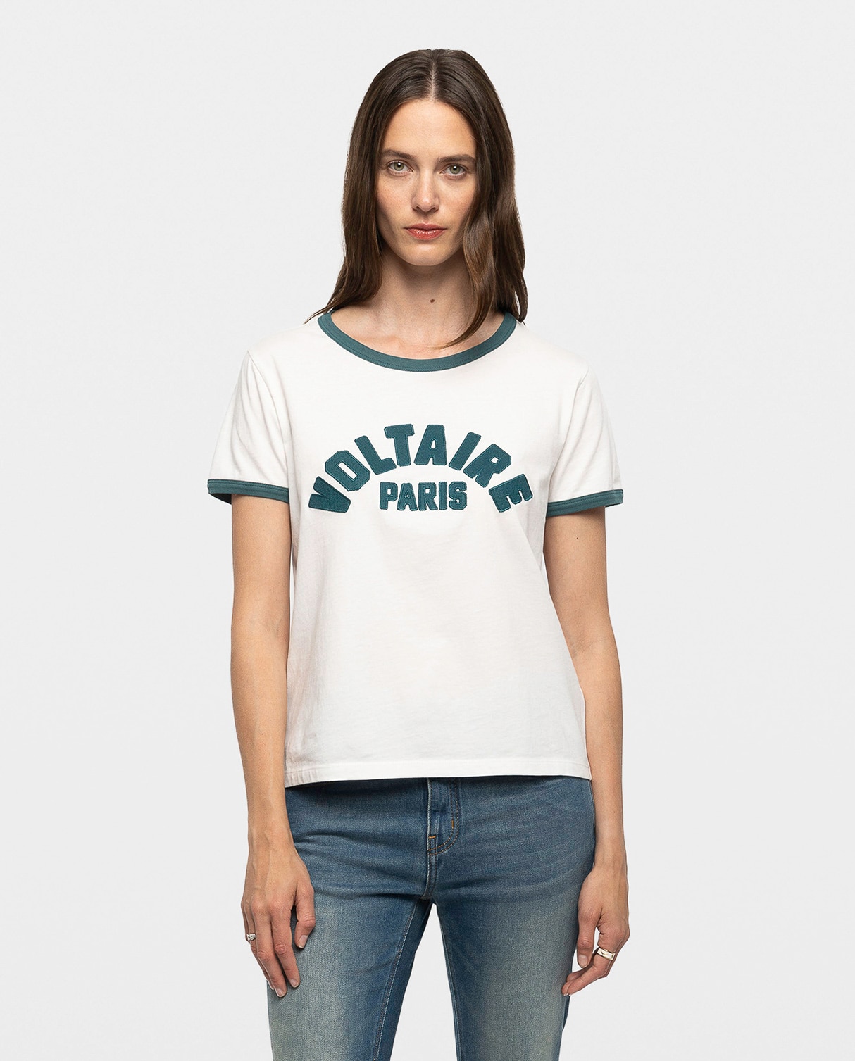 Camiseta de mujer de mangas cortas de cuello redondo de algodón con escritura - Zadig & Voltaire - Blanco Blanco-1