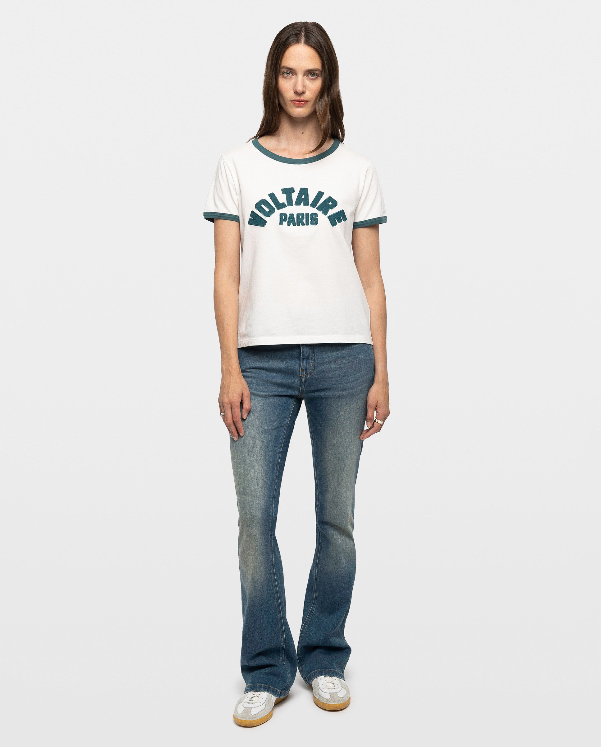Camiseta de mujer de mangas cortas de cuello redondo de algodón con escritura - Zadig & Voltaire - Blanco Blanco-3
