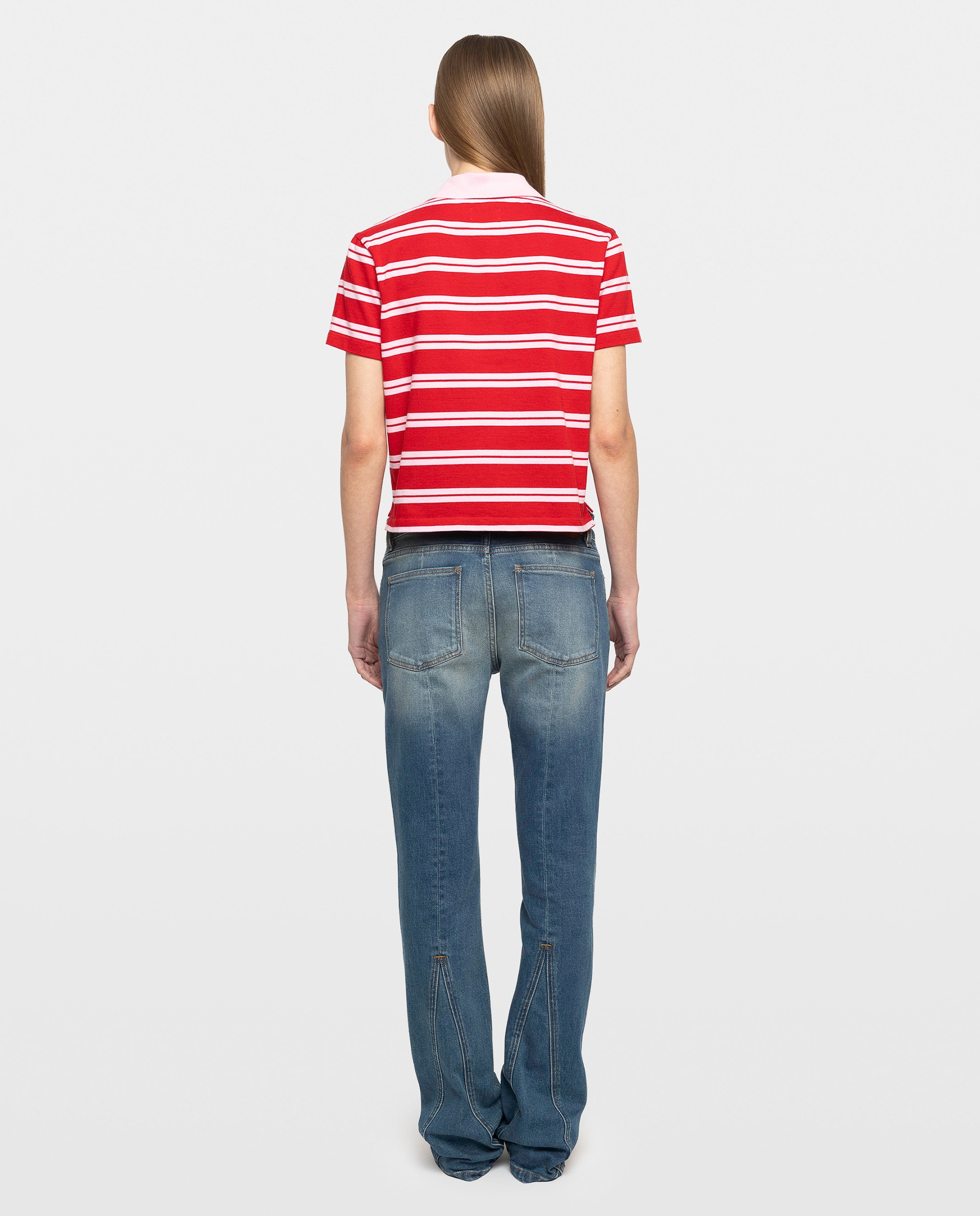 Polo de mujer de rayas con blasón bordado de mangas cortas de algodón - Zadig & Voltaire - Rojo Rojo-2