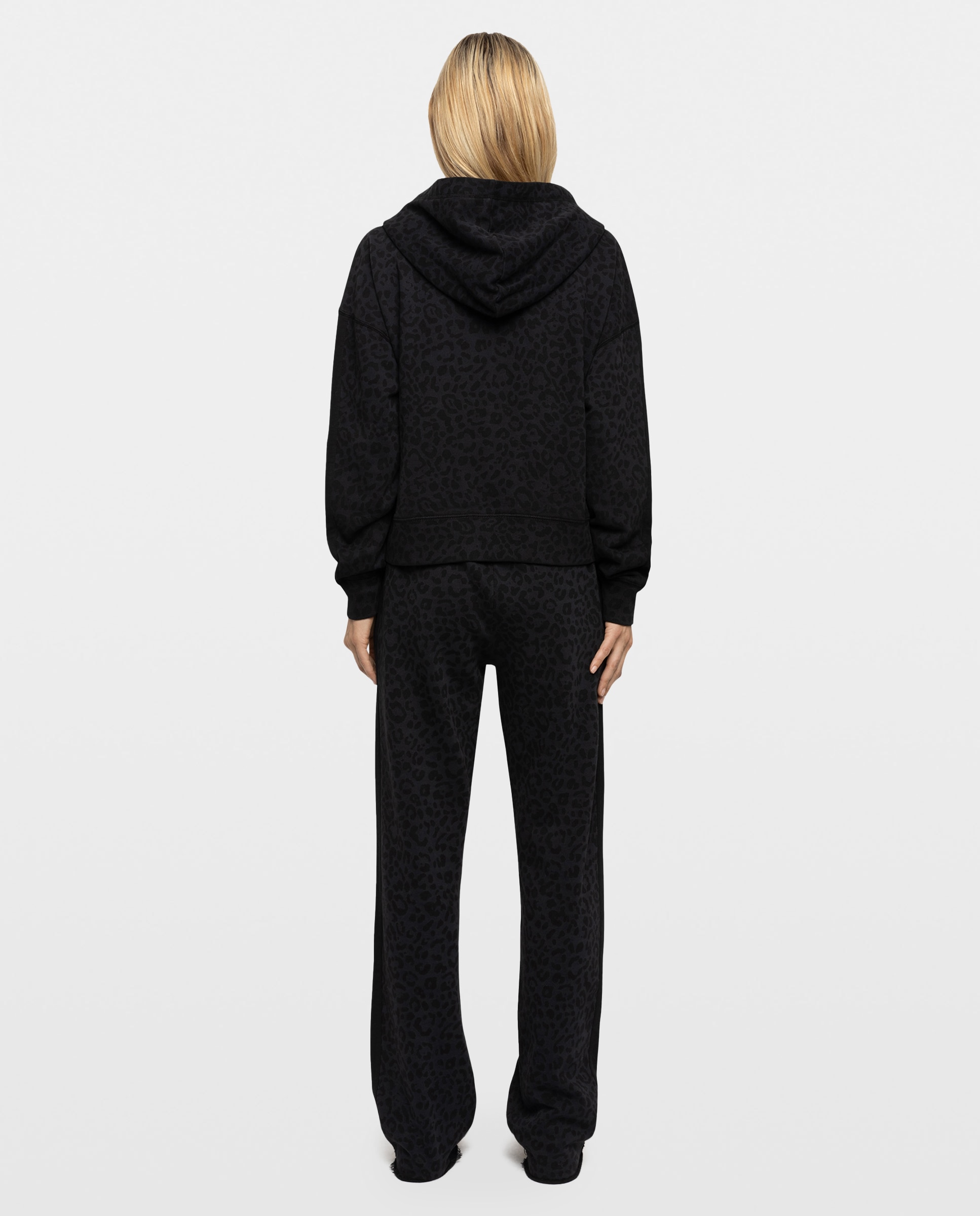 Sudadera con cremallera de mujer con capucha de manga larga con estampado de leopardo de algodón - Zadig & Voltaire - Gris oscuro Gris oscuro-2