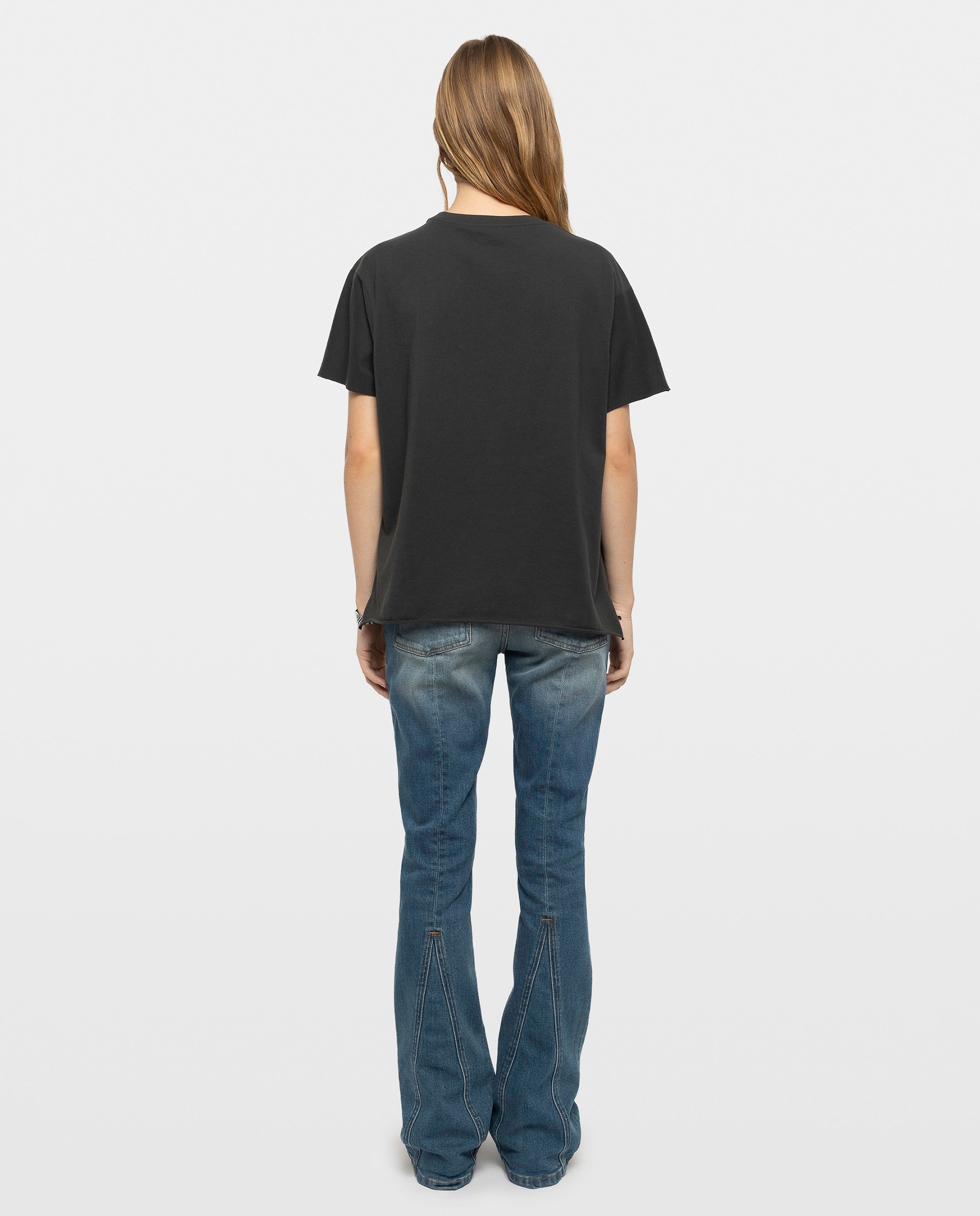 Camiseta de mujer de manga corta con estampado y strass - Zadig & Voltaire - Gris oscuro Gris oscuro-2