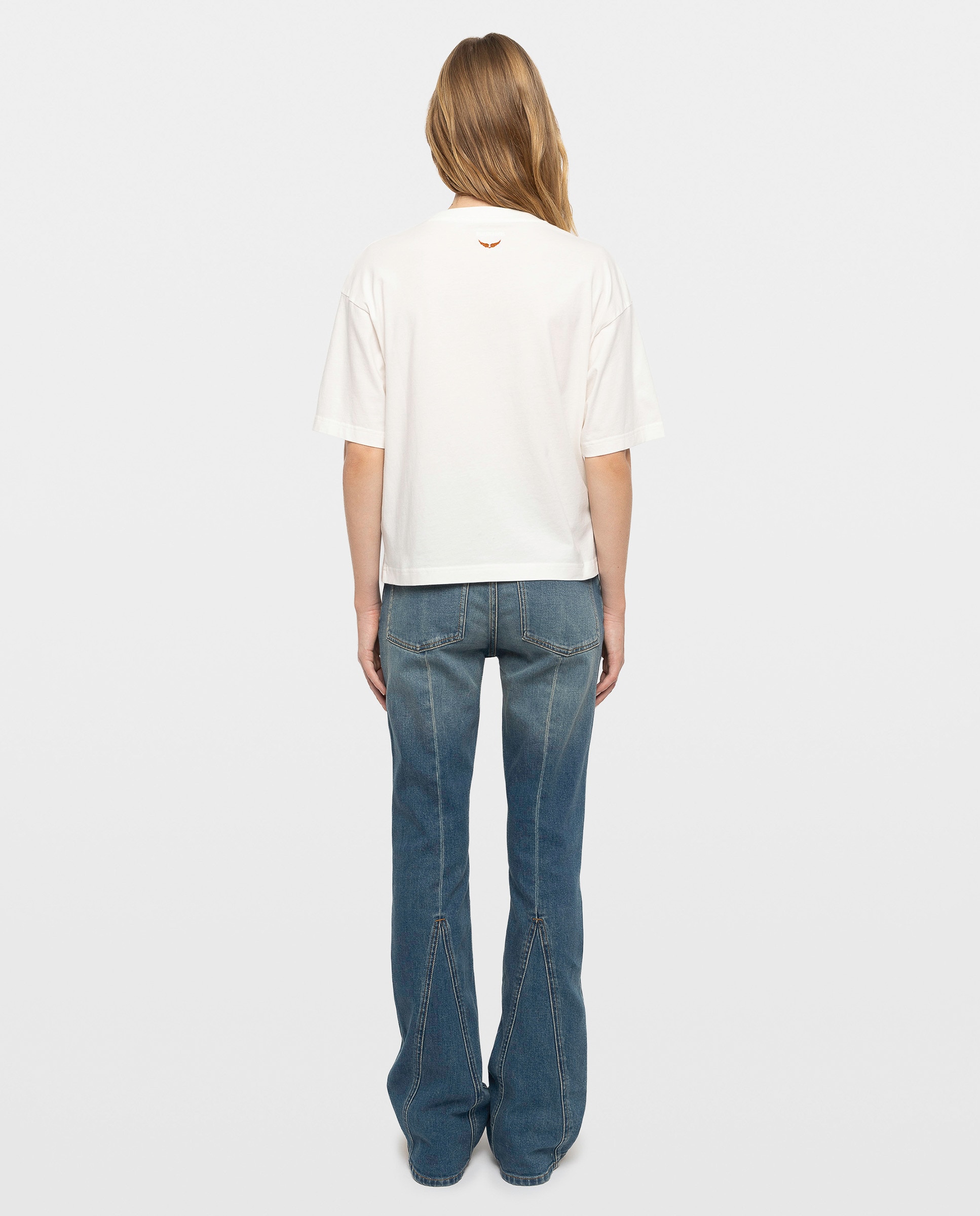 Camiseta de mujer de manga corta de algodón con strass - Zadig & Voltaire - Blanco Blanco-2