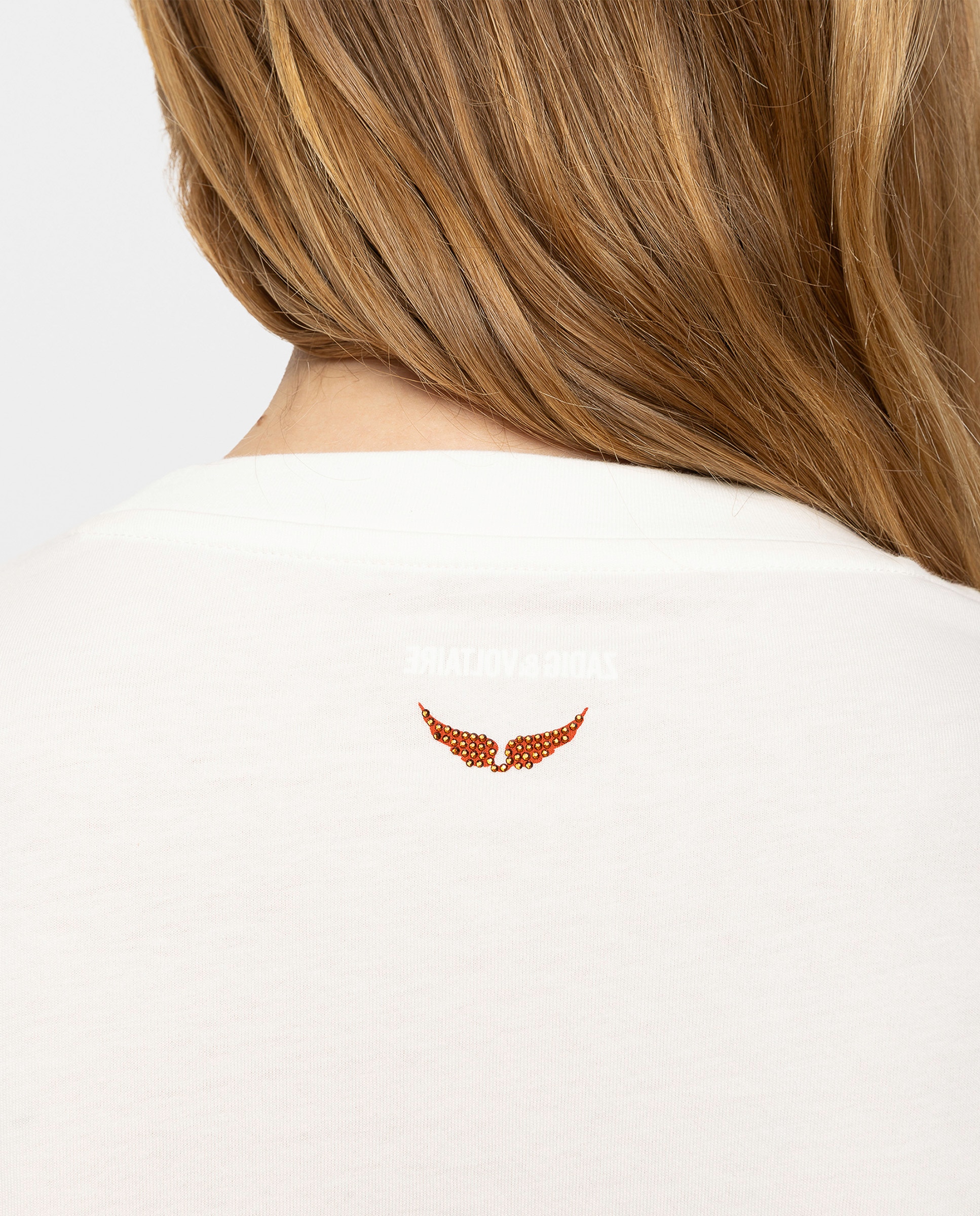 Camiseta de mujer de manga corta de algodón con strass - Zadig & Voltaire - Blanco Blanco-4