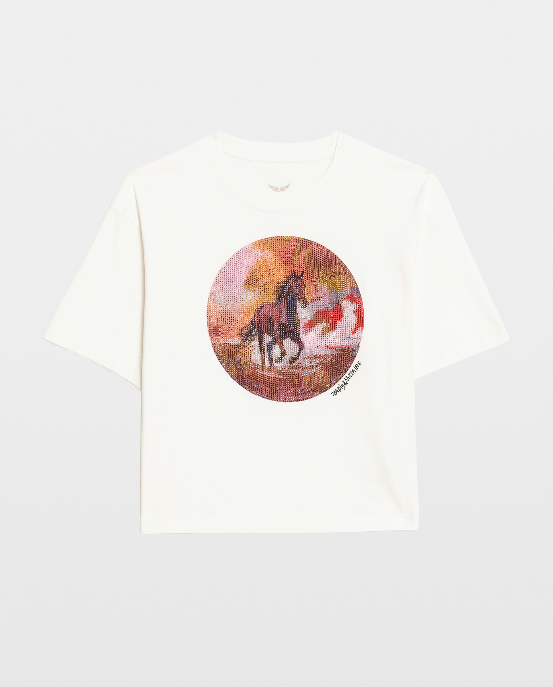 Camiseta de mujer de manga corta de algodón con strass - Zadig & Voltaire - Blanco Blanco-5