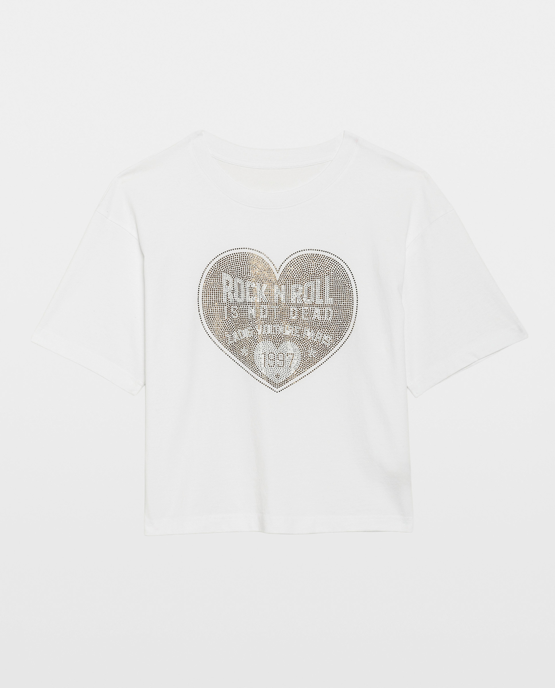 Camiseta de mujer de manga corta de algodón con corazón de strass - Zadig & Voltaire - Blanco Blanco-5