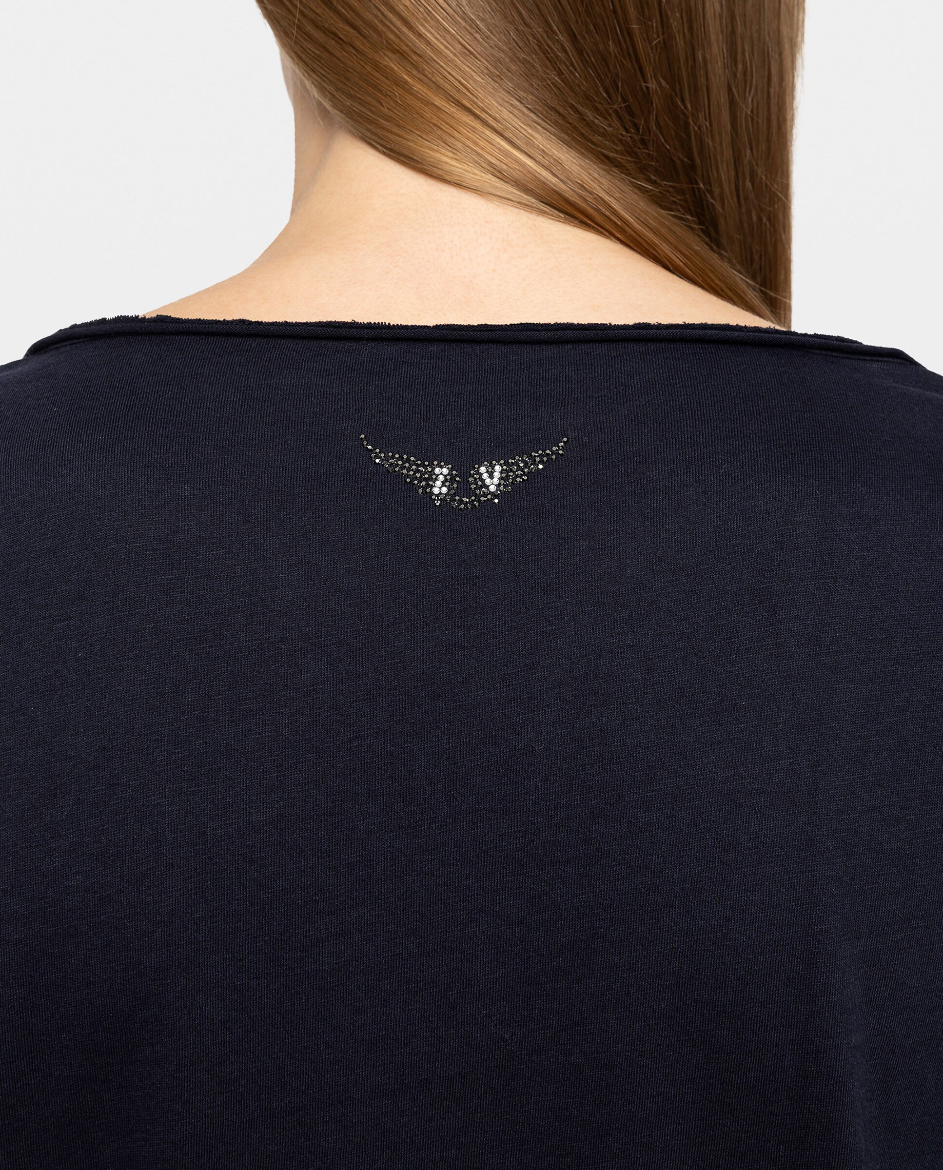 Camiseta de mujer tunecina de manga larga de algodón con alas de strass - Zadig & Voltaire - Azul marino Azul marino-4
