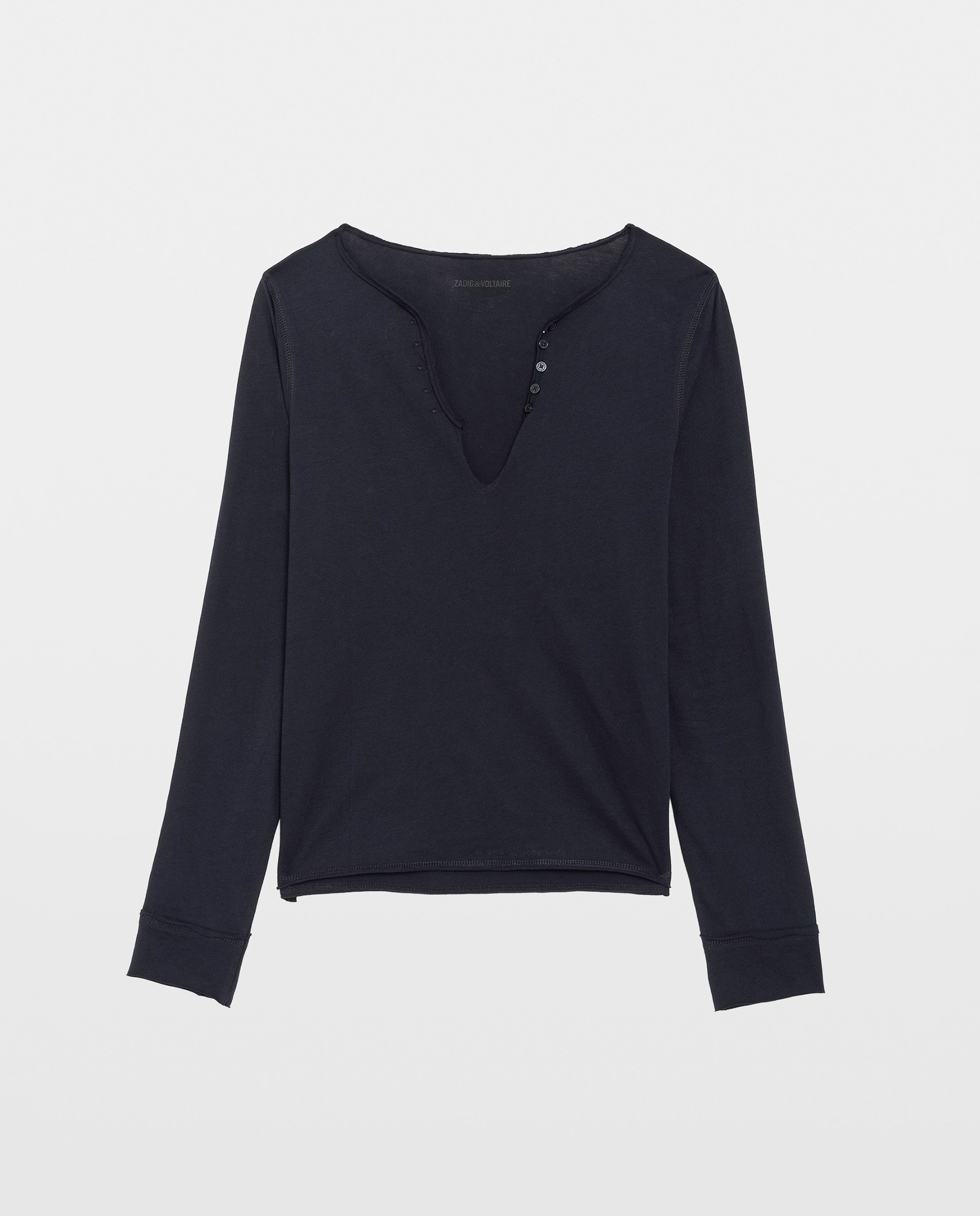 Camiseta de mujer tunecina de manga larga de algodón con alas de strass - Zadig & Voltaire - Azul marino Azul marino-6