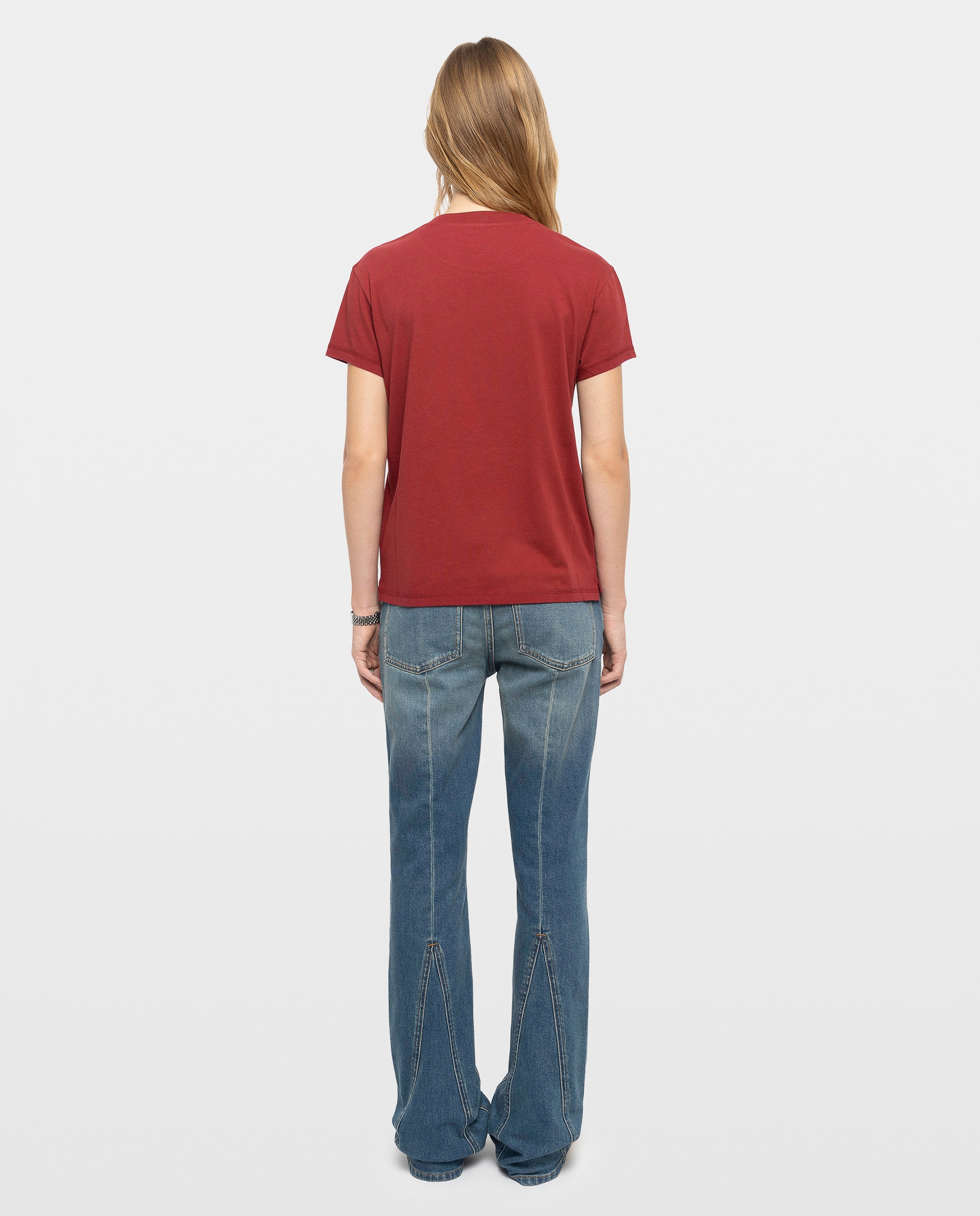 Camiseta de mujer 100% algodón con manga corta y estampado de serpientes - Zadig & Voltaire - Rojo Rojo-2