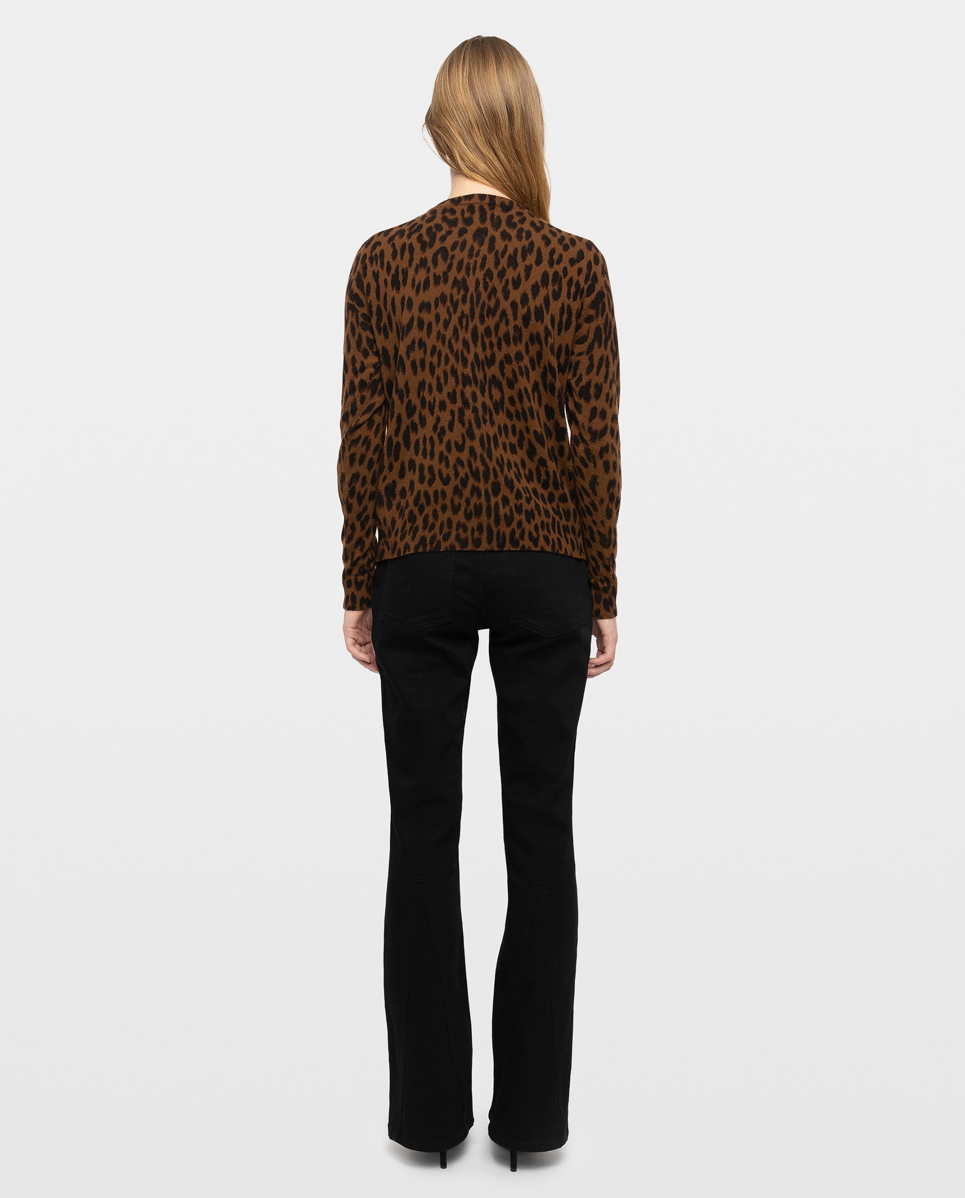 Cárdigan de punto de mujer con estampado de leopardo y abotonado - Zadig & Voltaire - Marrón oscuro Marrón oscuro-2