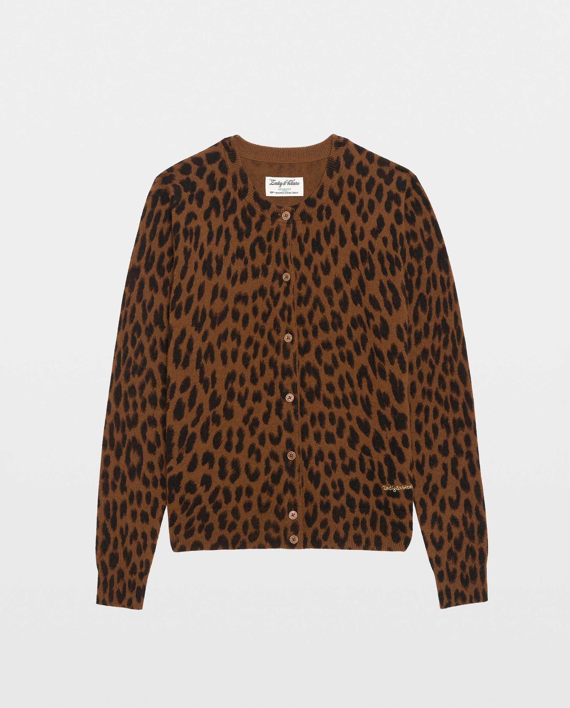 Cárdigan de punto de mujer con estampado de leopardo y abotonado - Zadig & Voltaire - Marrón oscuro Marrón oscuro-5